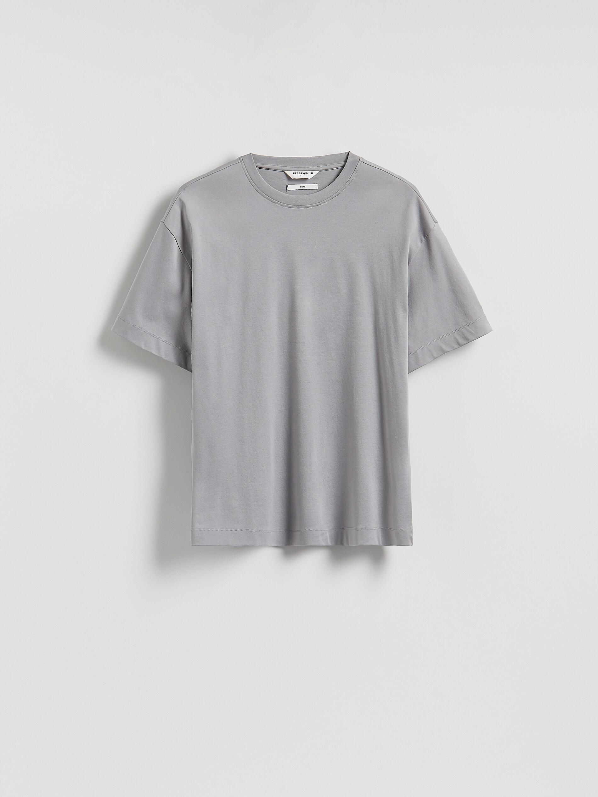 LIGHT GREY Boxy t-shirt in mercerized cotton, Light grey, large image number 4