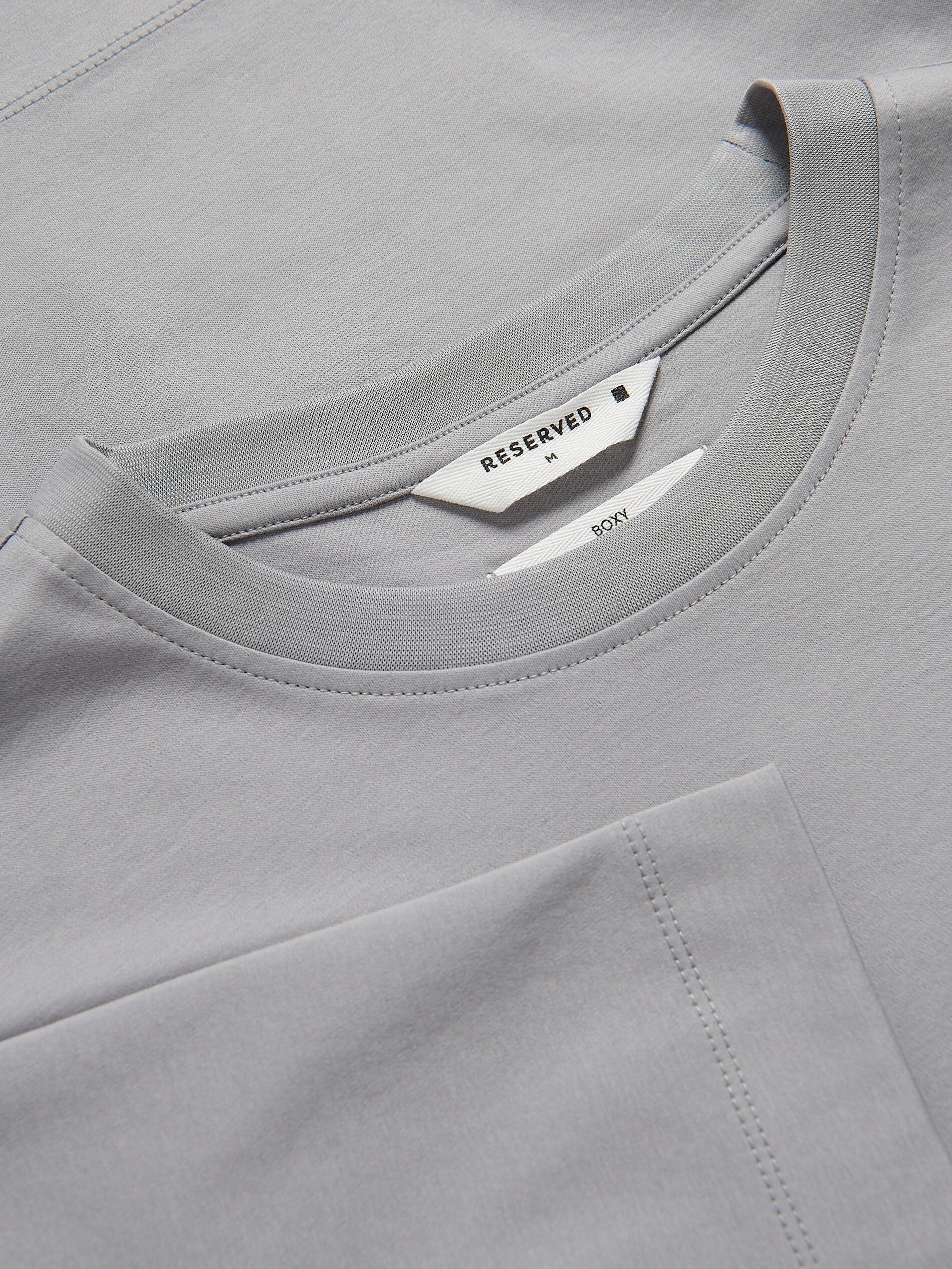 LIGHT GREY Boxy t-shirt in mercerized cotton, Light grey, large image number 5