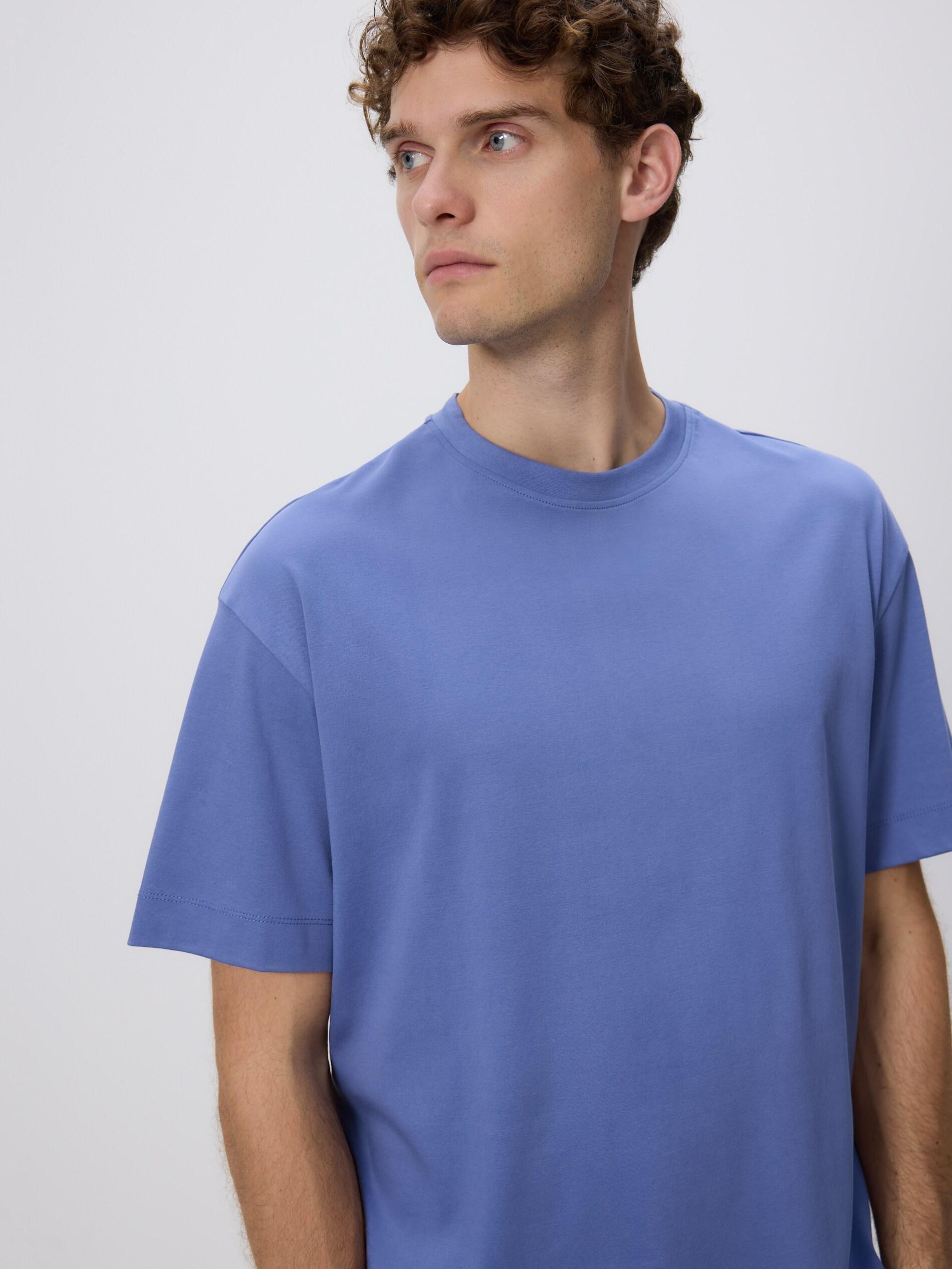 LIGHT BLUE Boxy t-shirt in mercerized cotton, Blue, large image number 0