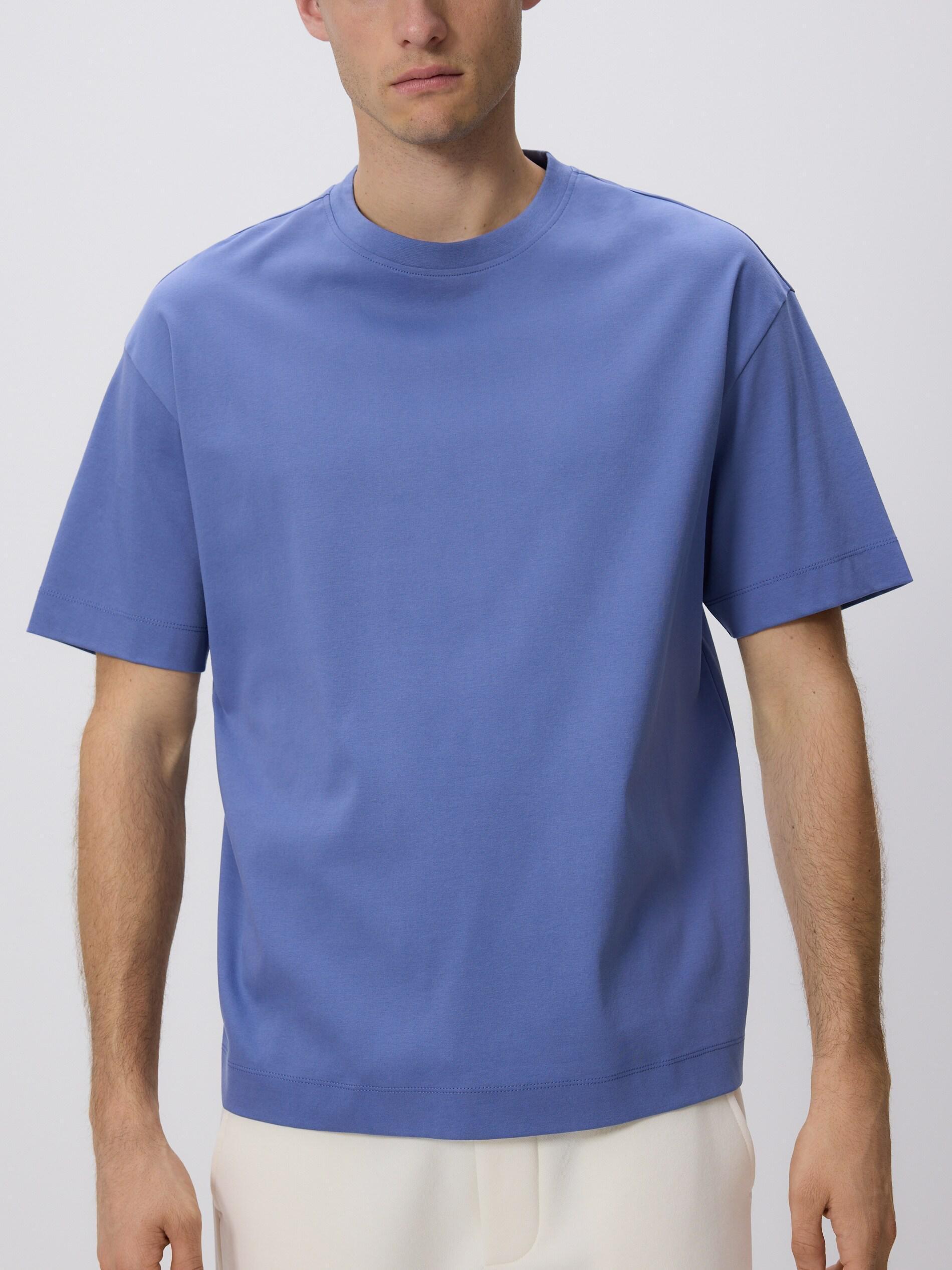 LIGHT BLUE Boxy t-shirt in mercerized cotton, Blue, large image number 1