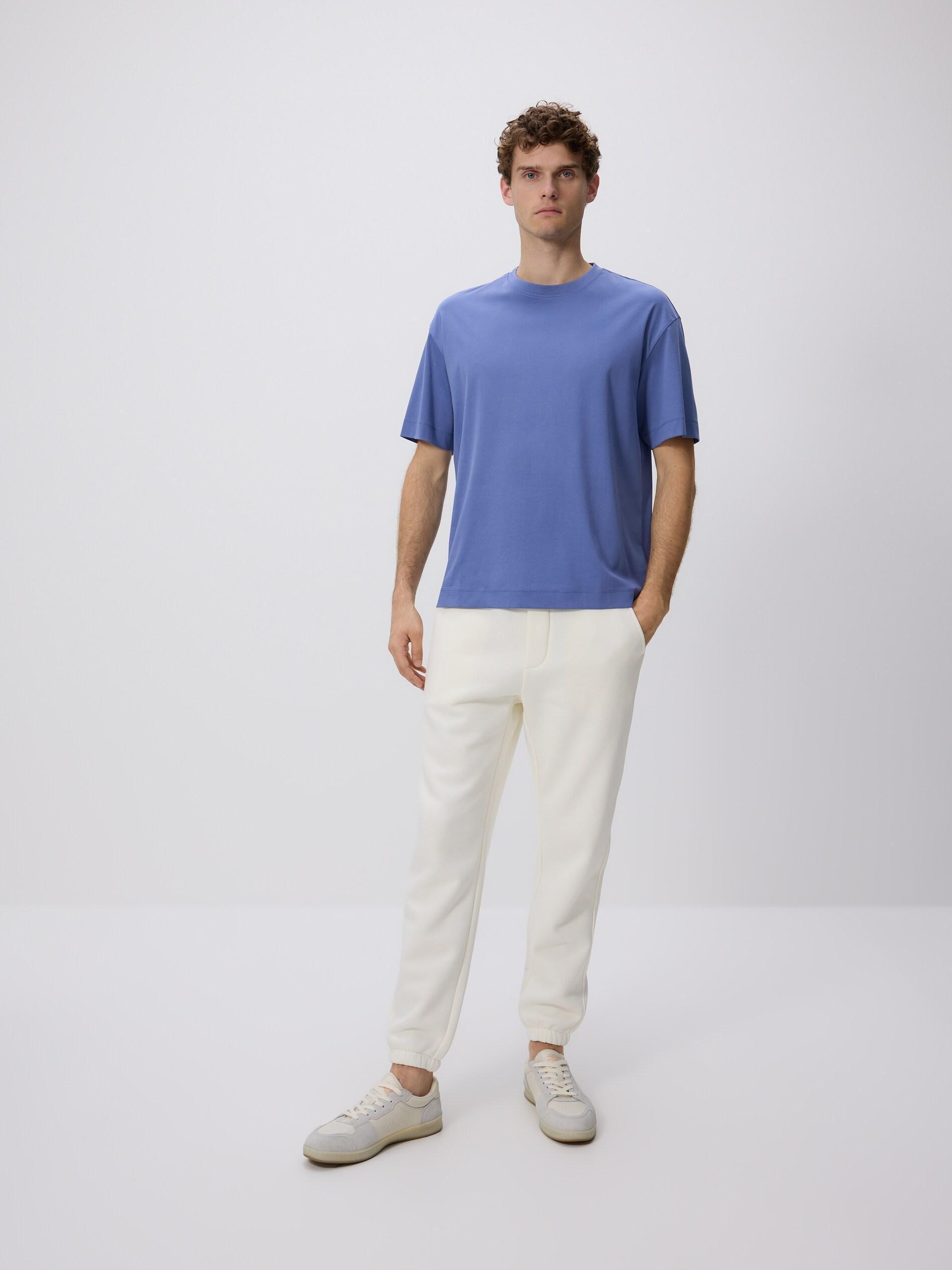 LIGHT BLUE Boxy t-shirt in mercerized cotton, Blue, medium