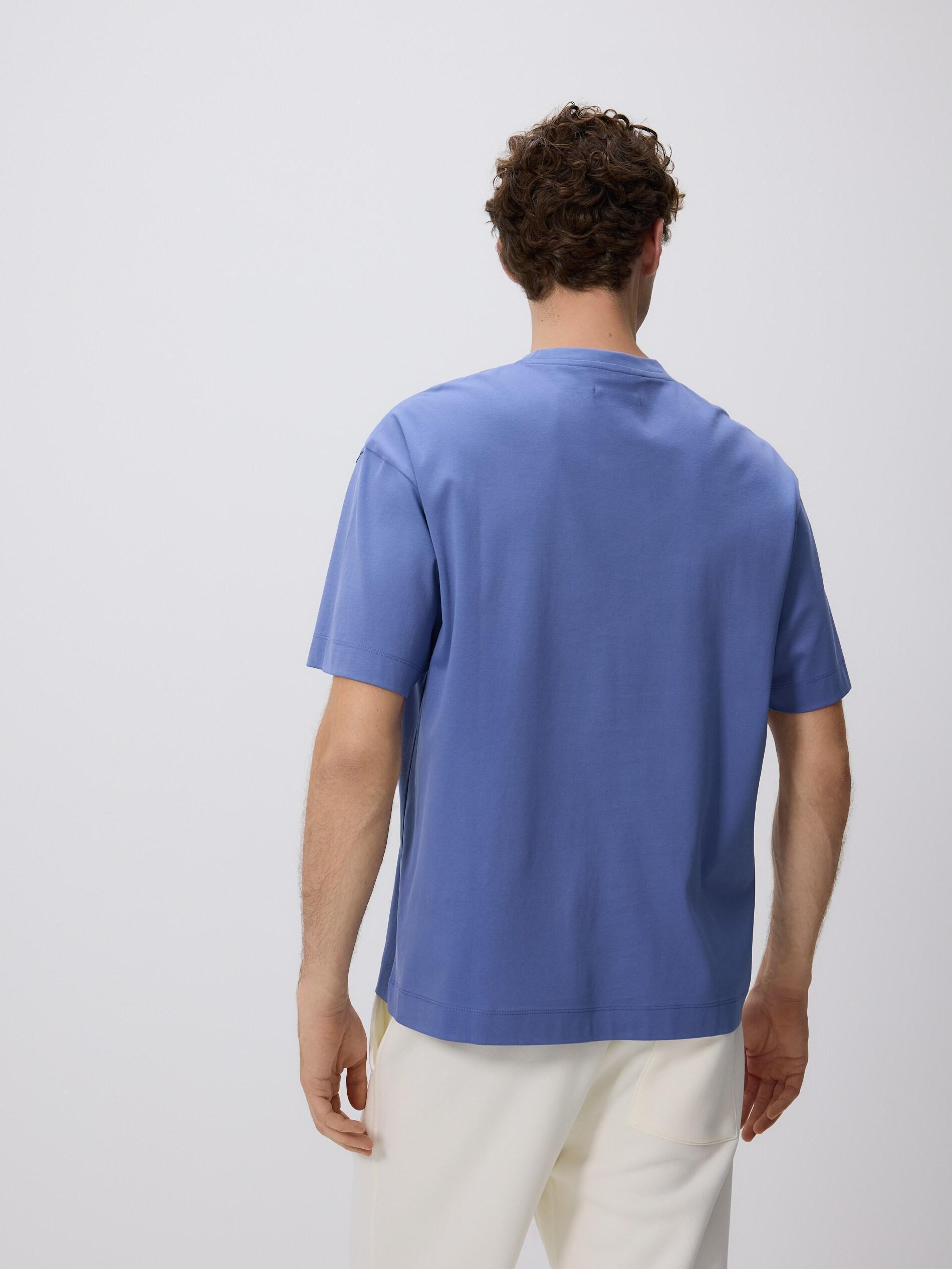 LIGHT BLUE Boxy t-shirt in mercerized cotton, Blue, large image number 3