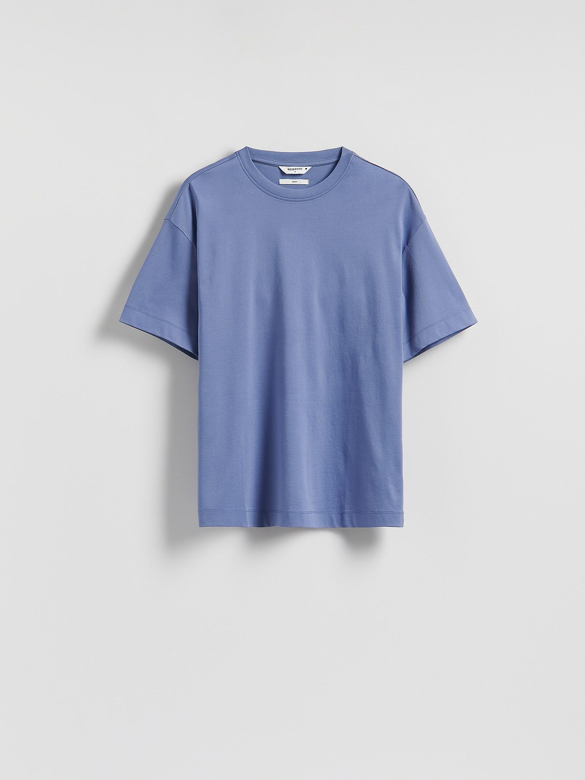 LIGHT BLUE Boxy t-shirt in mercerized cotton, Blue, large image number 4