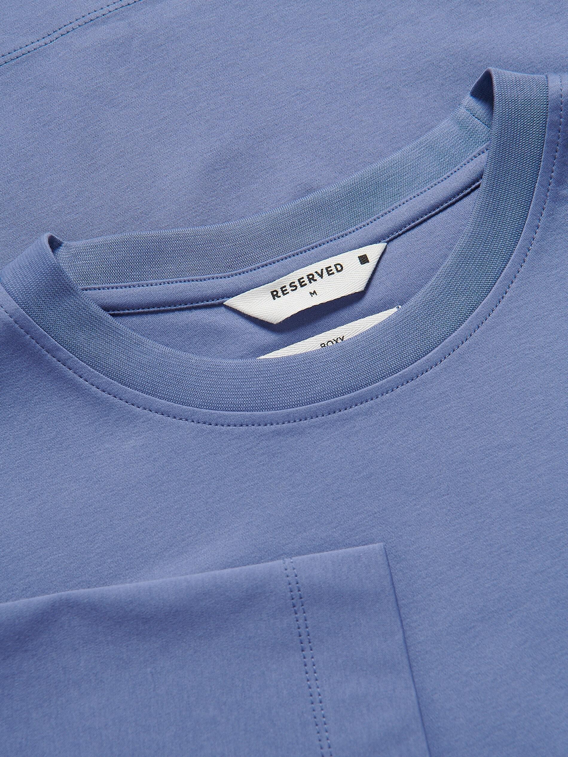 LIGHT BLUE Boxy t-shirt in mercerized cotton, Blue, large image number 5