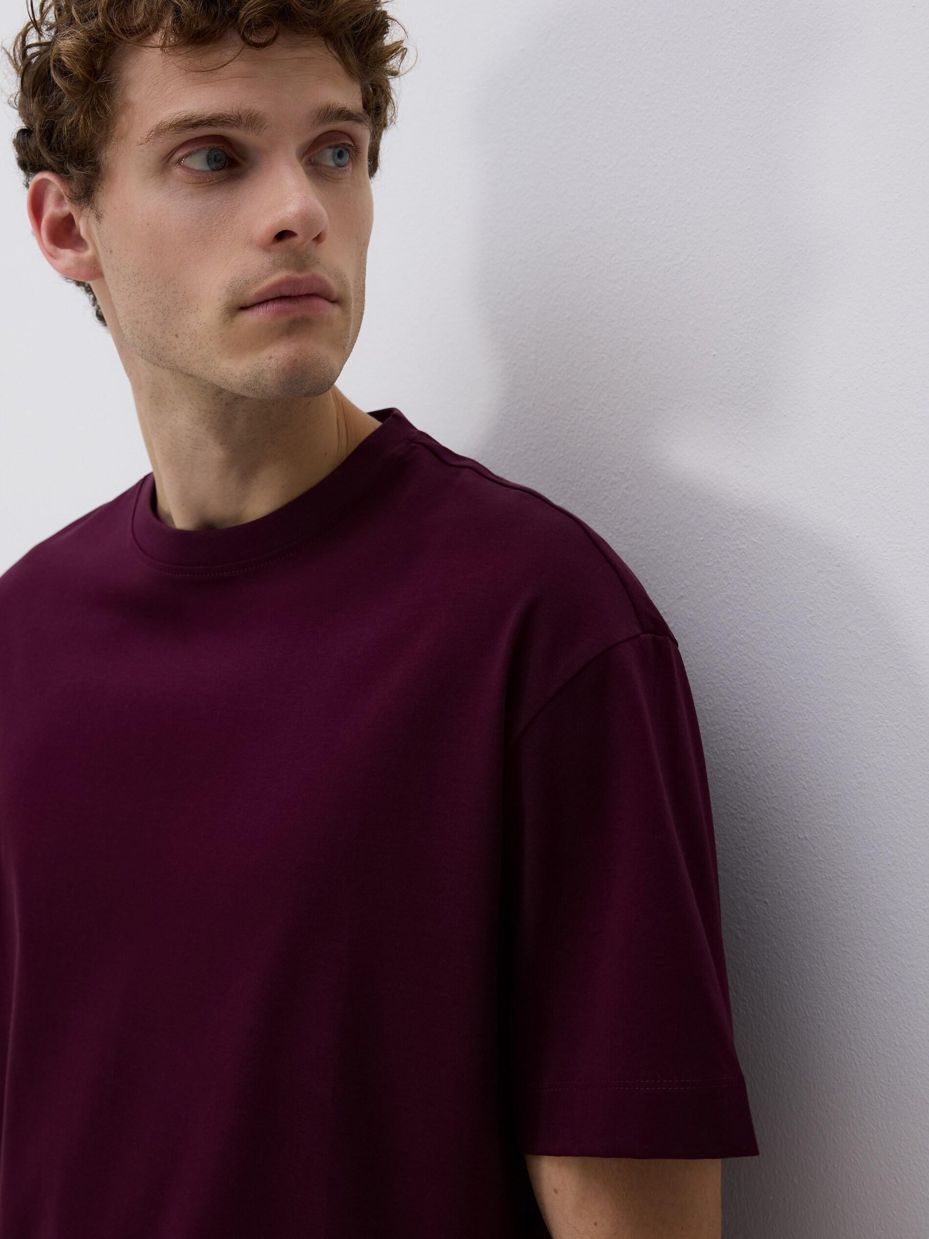 Brown Boxy T-Shirt In Mercerized Cotton, Brown, medium