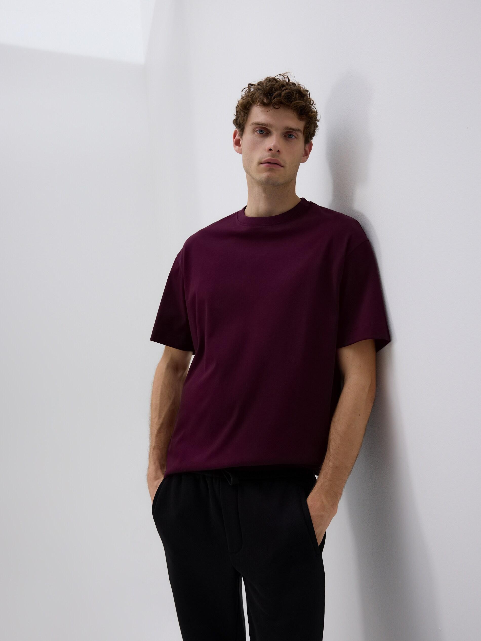 Brown Boxy T-Shirt In Mercerized Cotton, Brown, medium