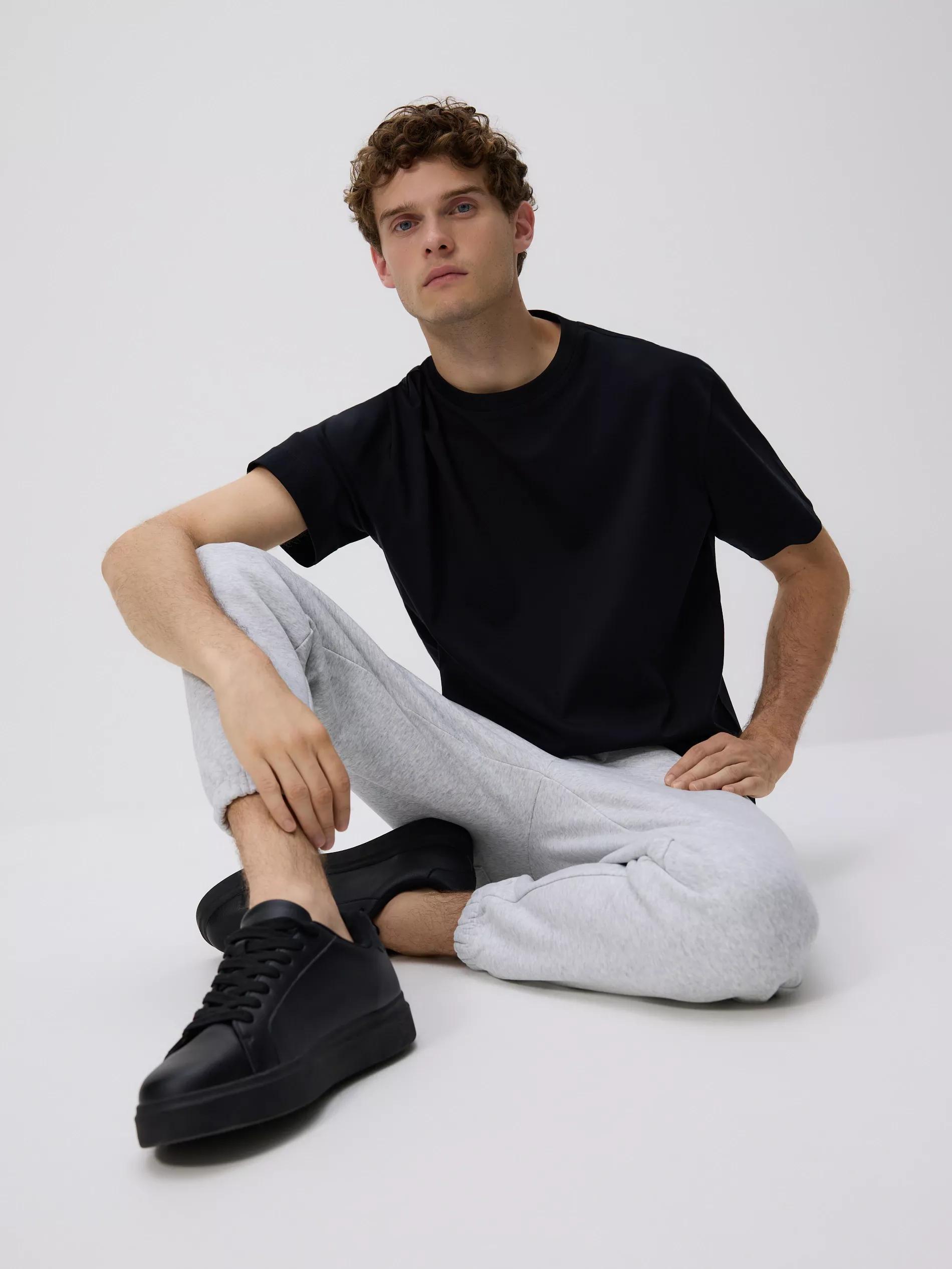Black Boxy T-Shirt In Mercerized Cotton, , large image number 3