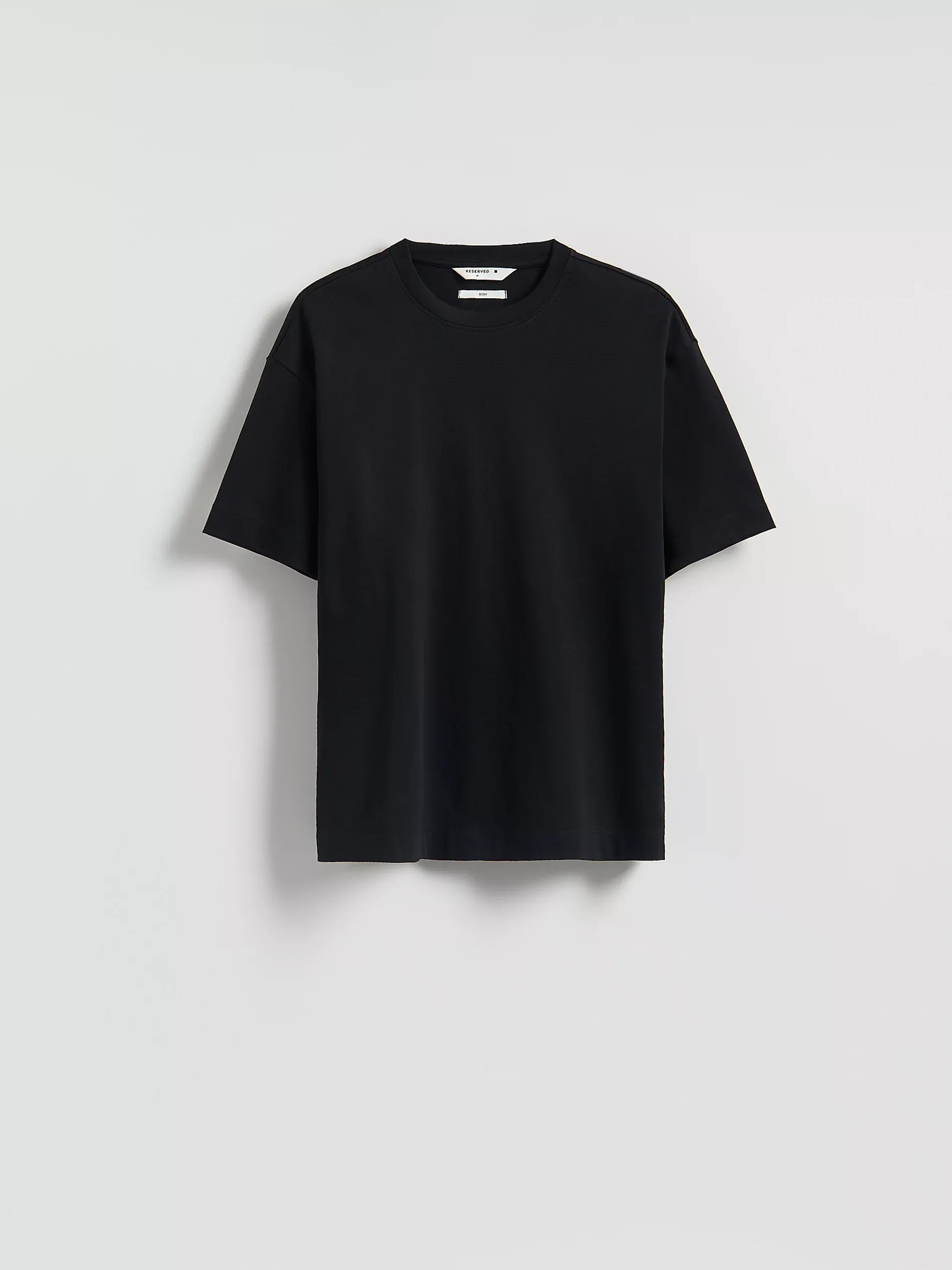 Black Boxy T-Shirt In Mercerized Cotton, , large image number 5