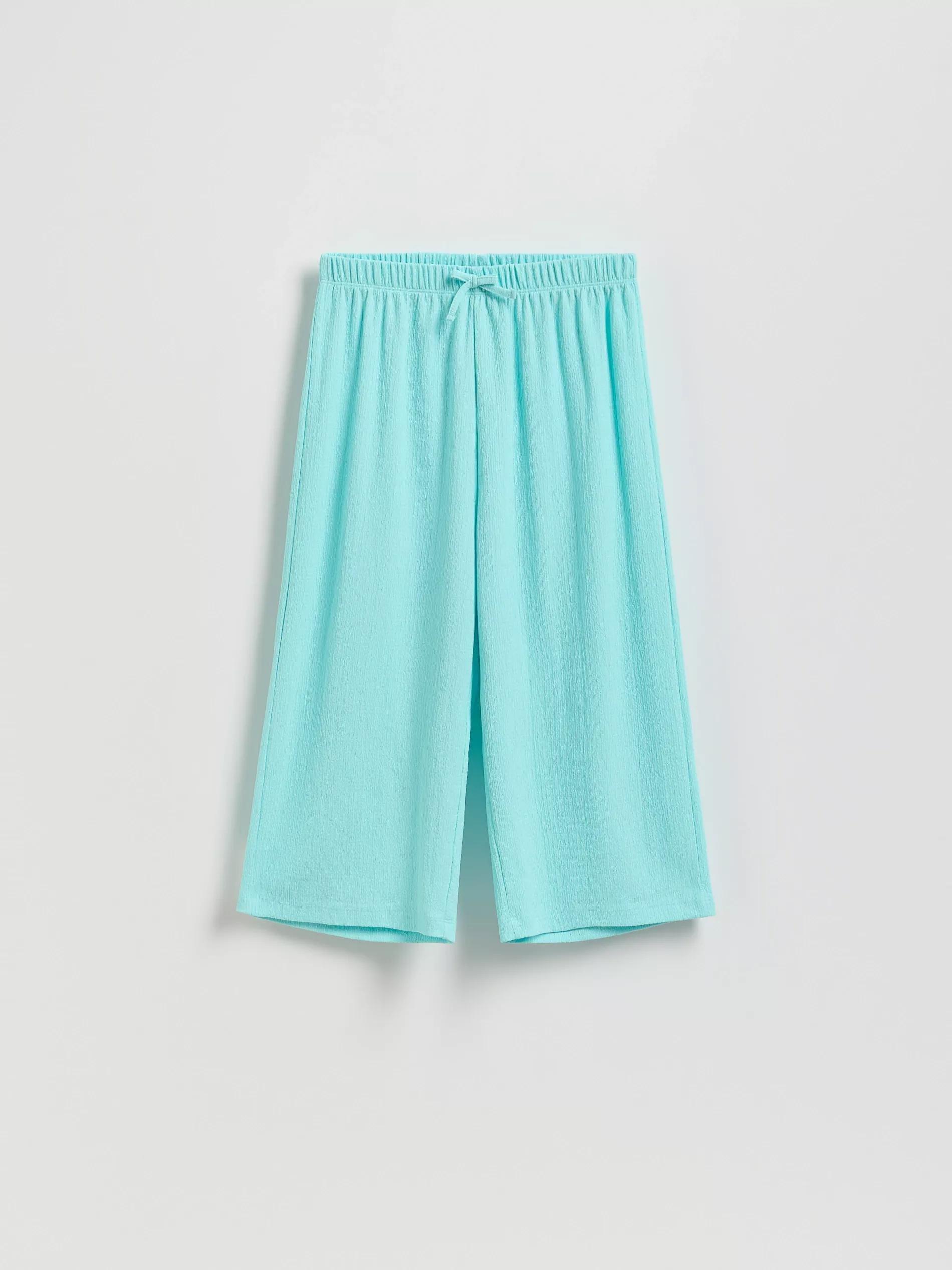 Turquoise Jersey Culotte Trousers, , large image number 0