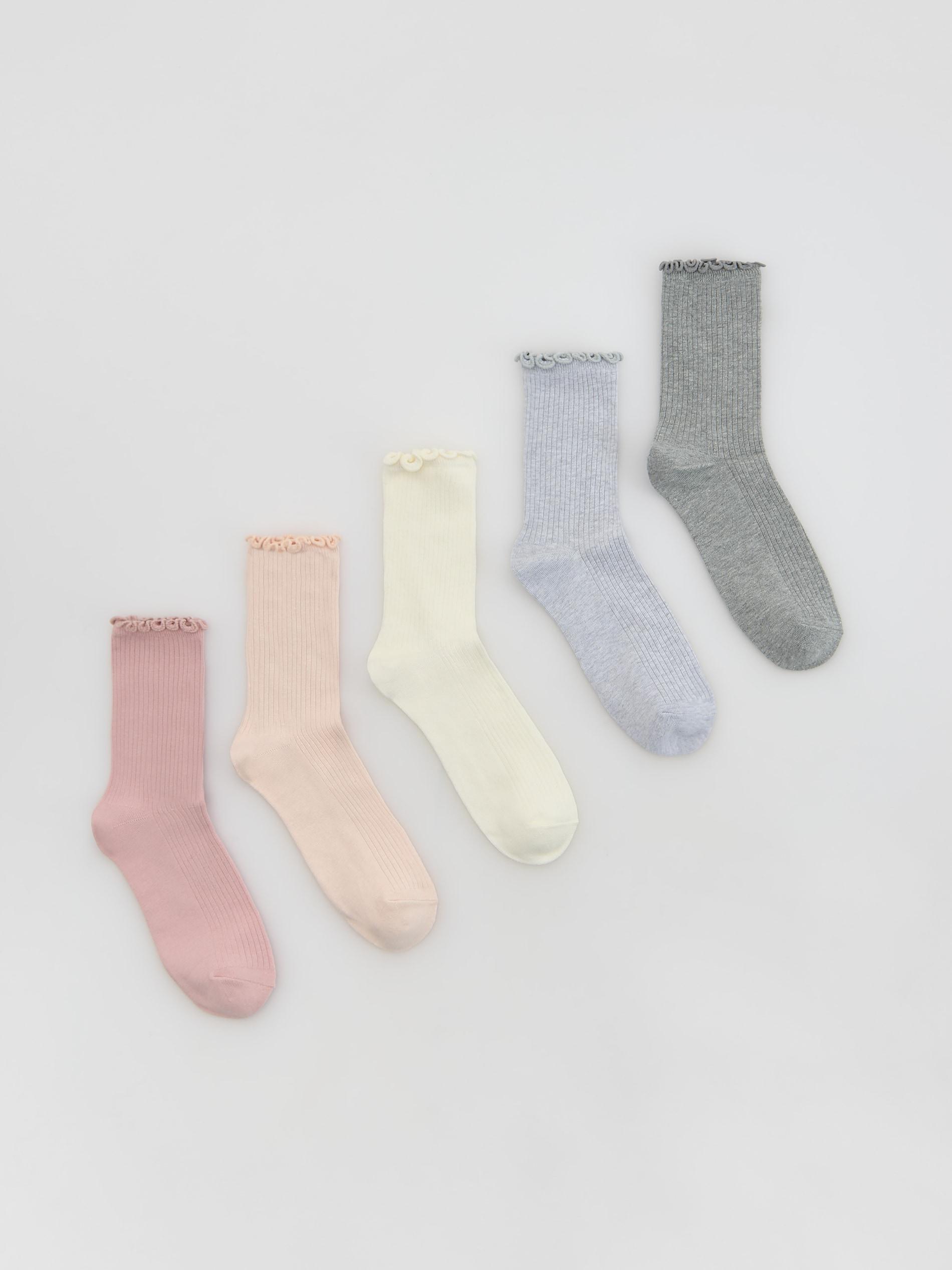 Pink Long Socks 5 Pack, Pink, medium