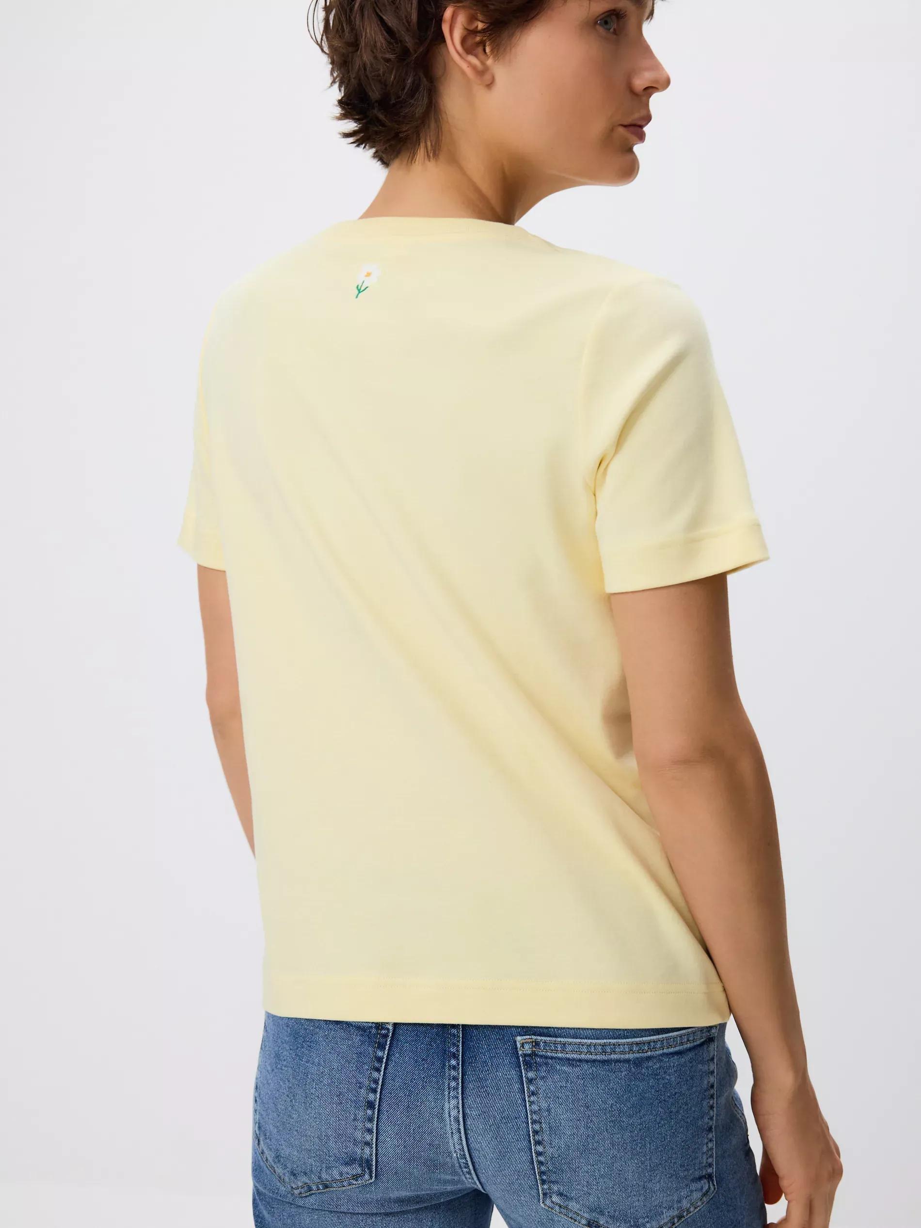 Yellow T-shirt with embroidery, , large image number 1