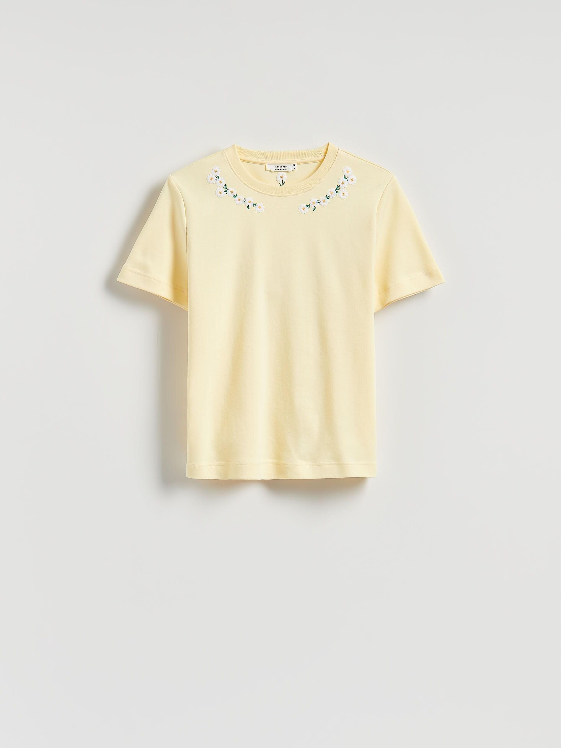 Yellow T-shirt with embroidery, Ivory, large image number 2