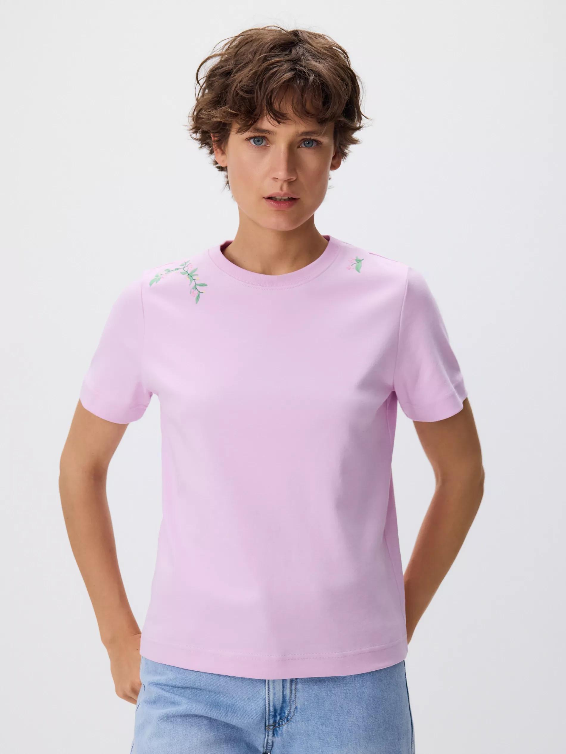 Purple T-shirt with embroidery, , large image number 0