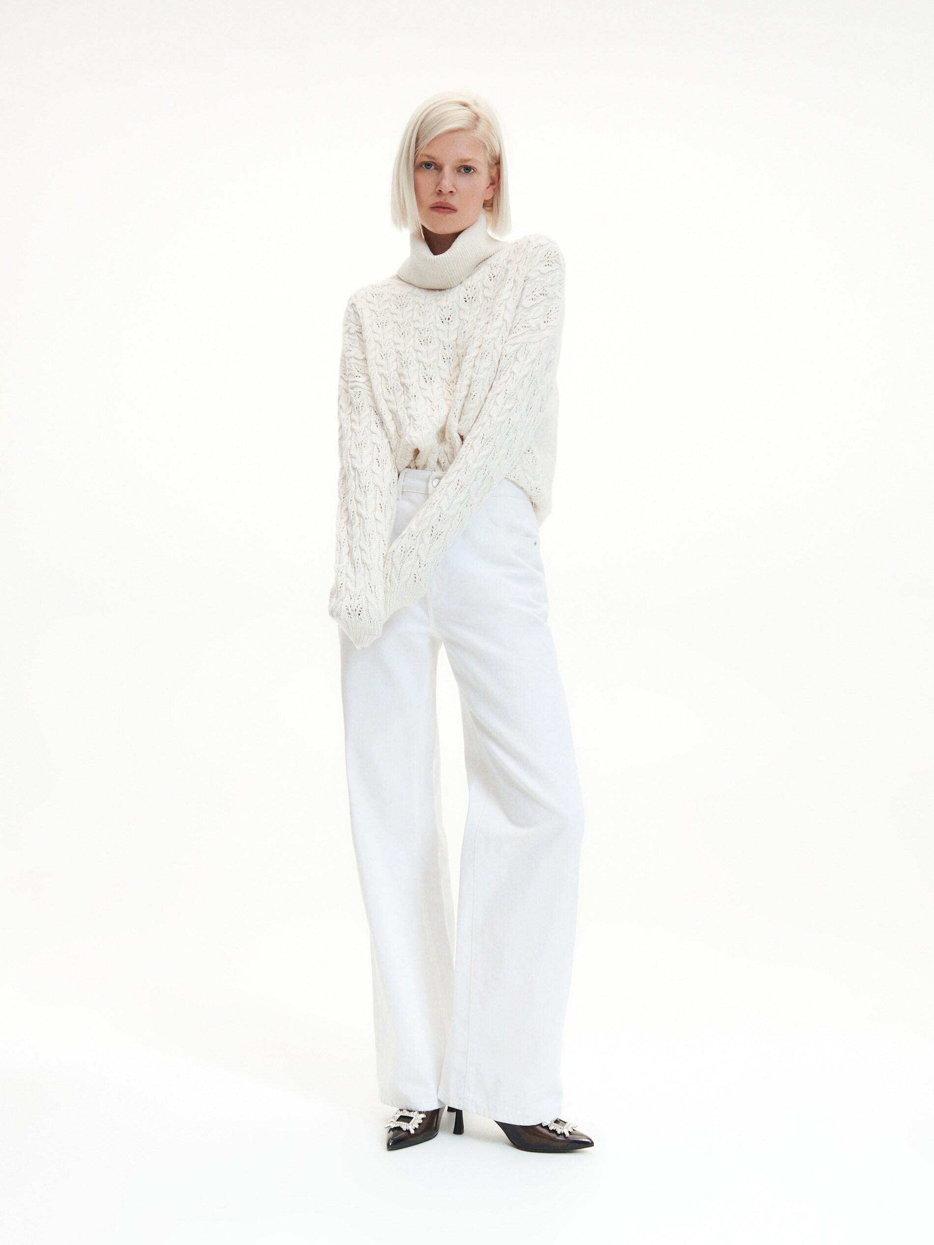White Roll Neck Jumper, , large image number 1