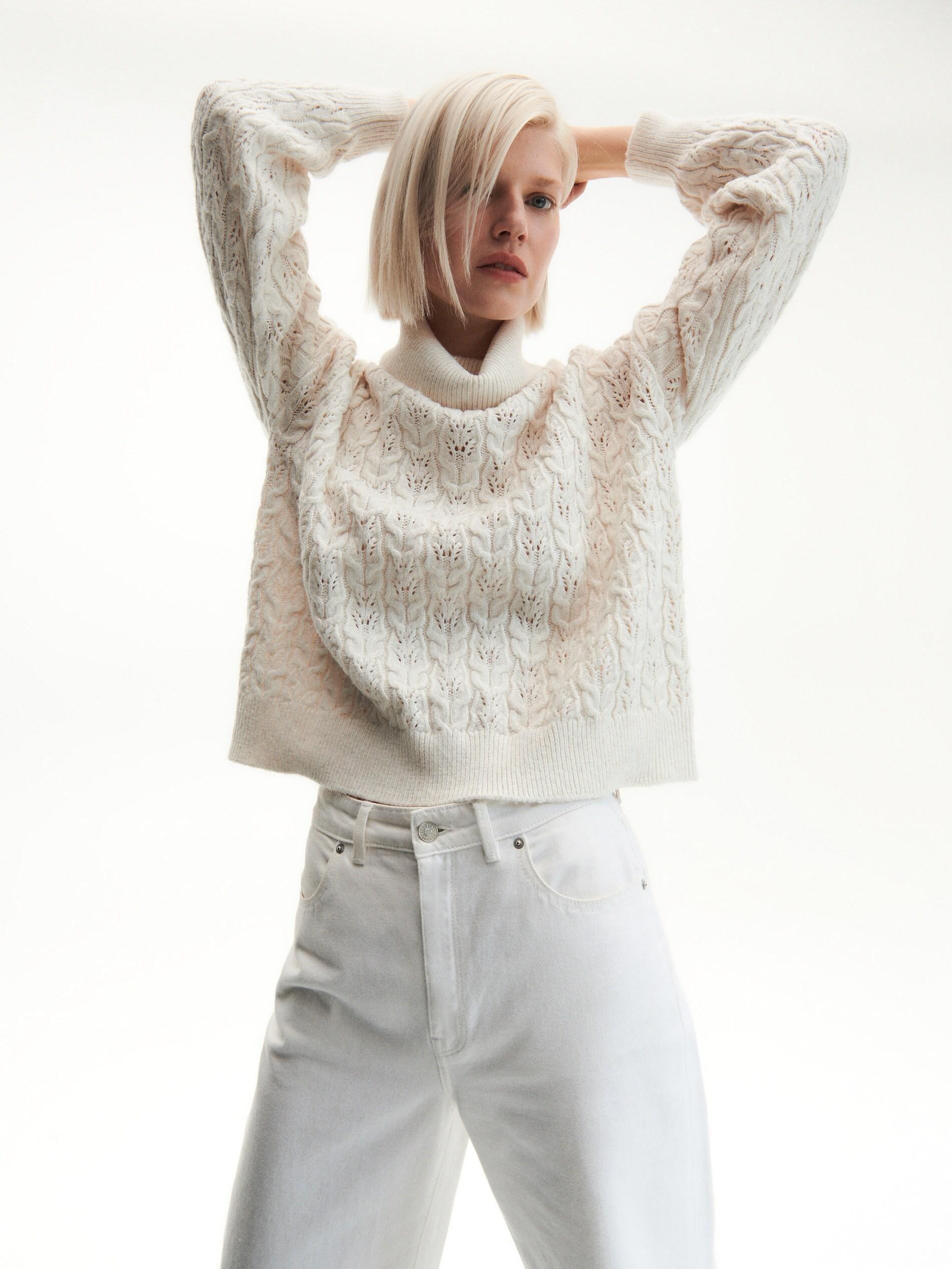 White Roll Neck Jumper, , large image number 2