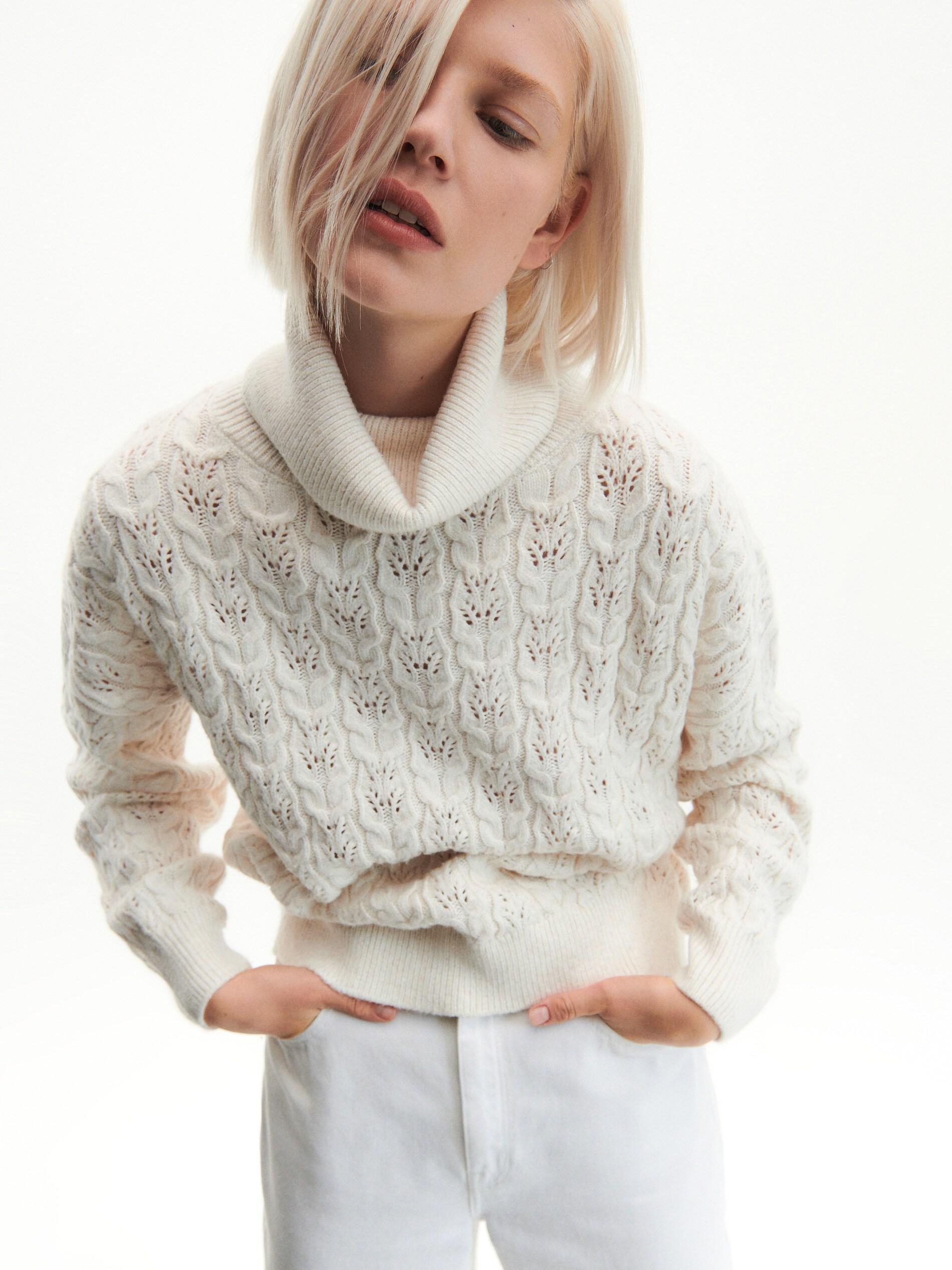 White Roll Neck Jumper, , large image number 3