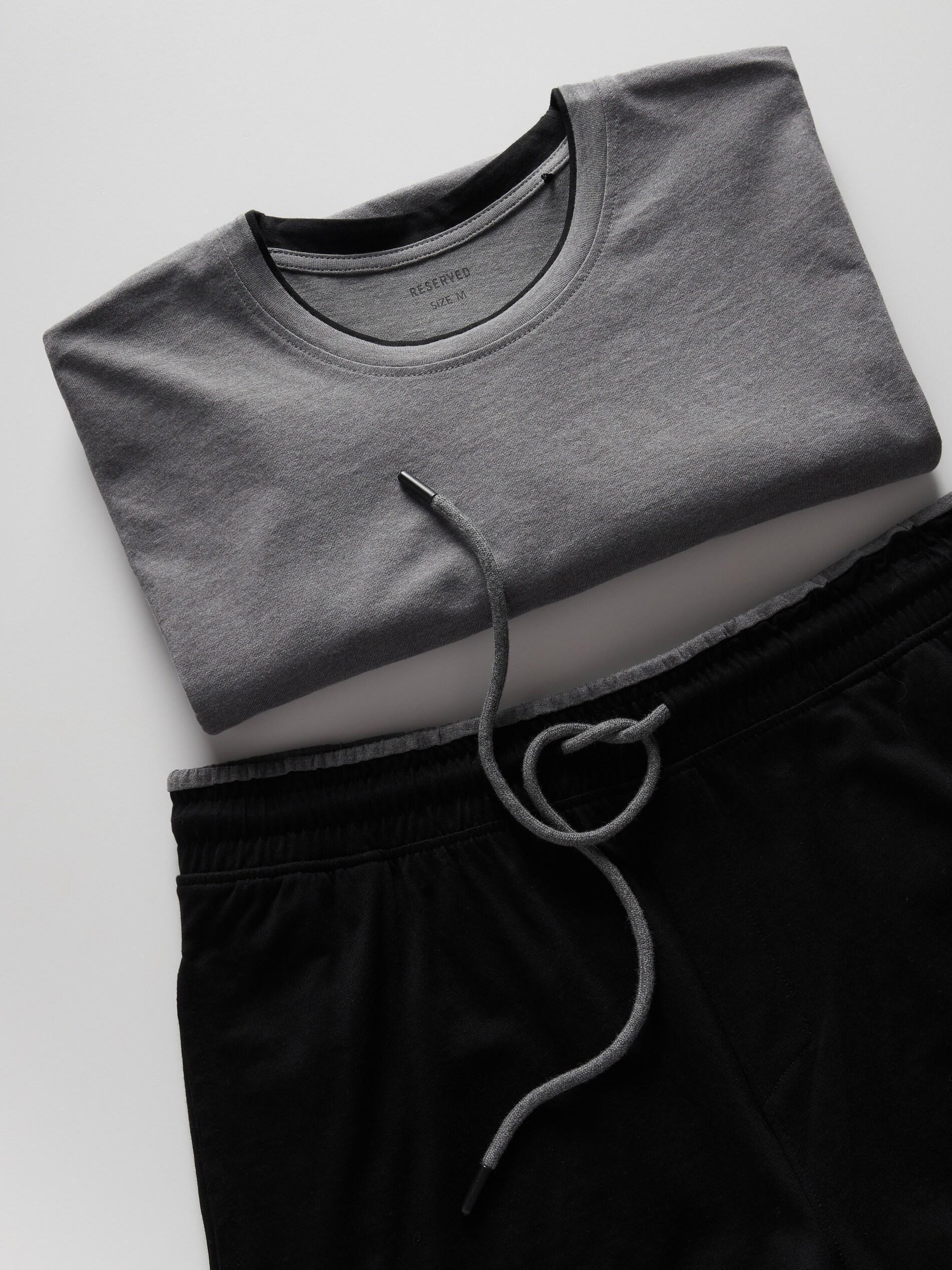 Grey Two Piece Pyjama Set, Grey, large image number 2