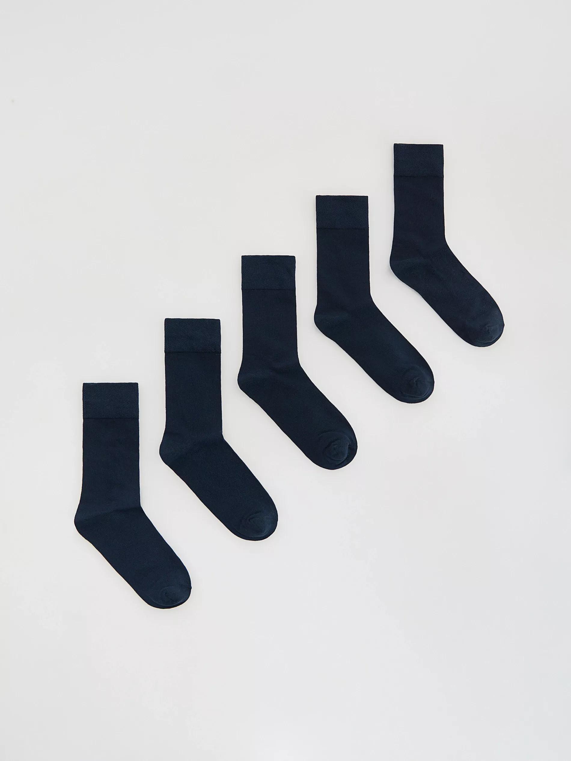 Black Plain Socks, Navy, medium