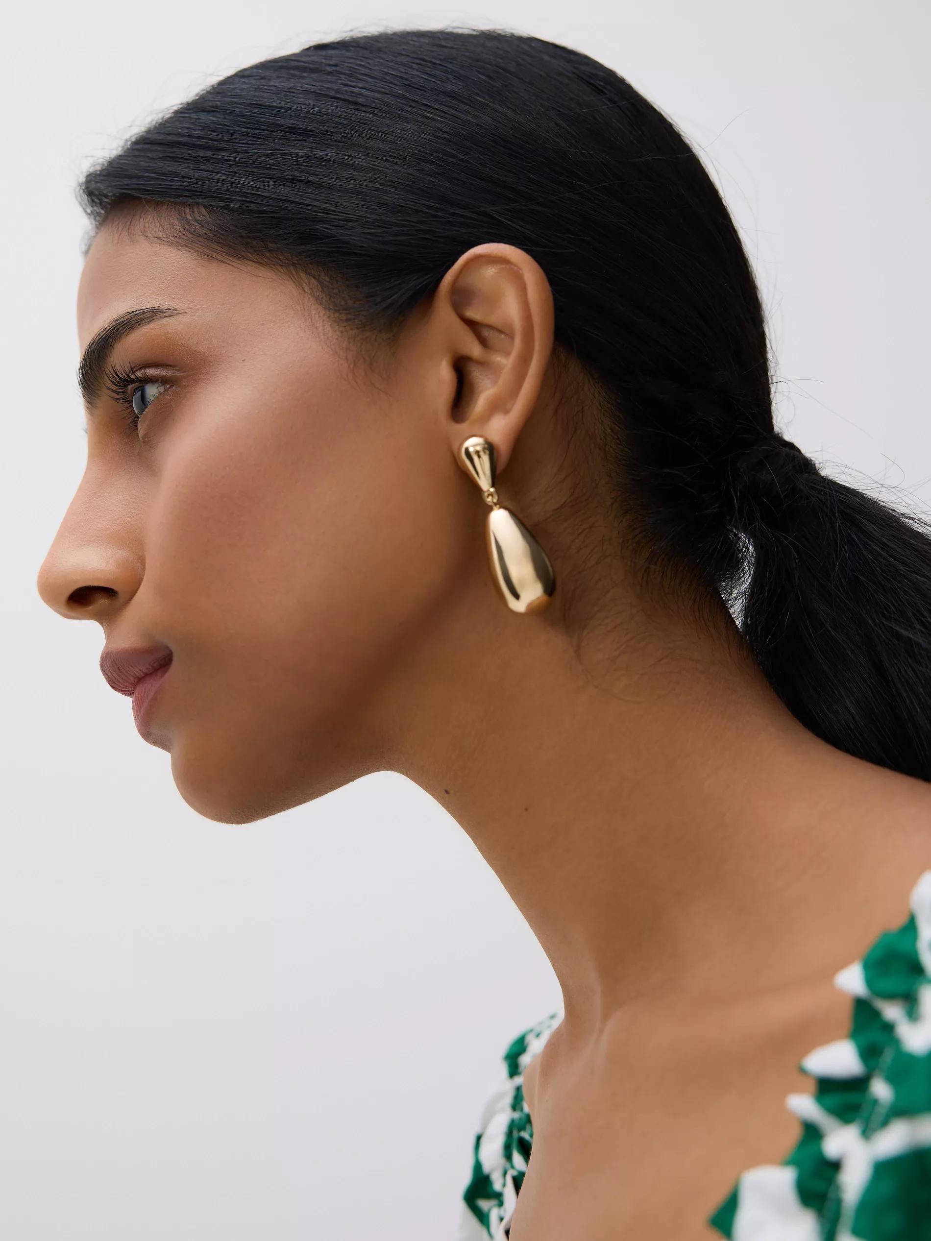Gold Dangle Earrings, Golden, large image number 0