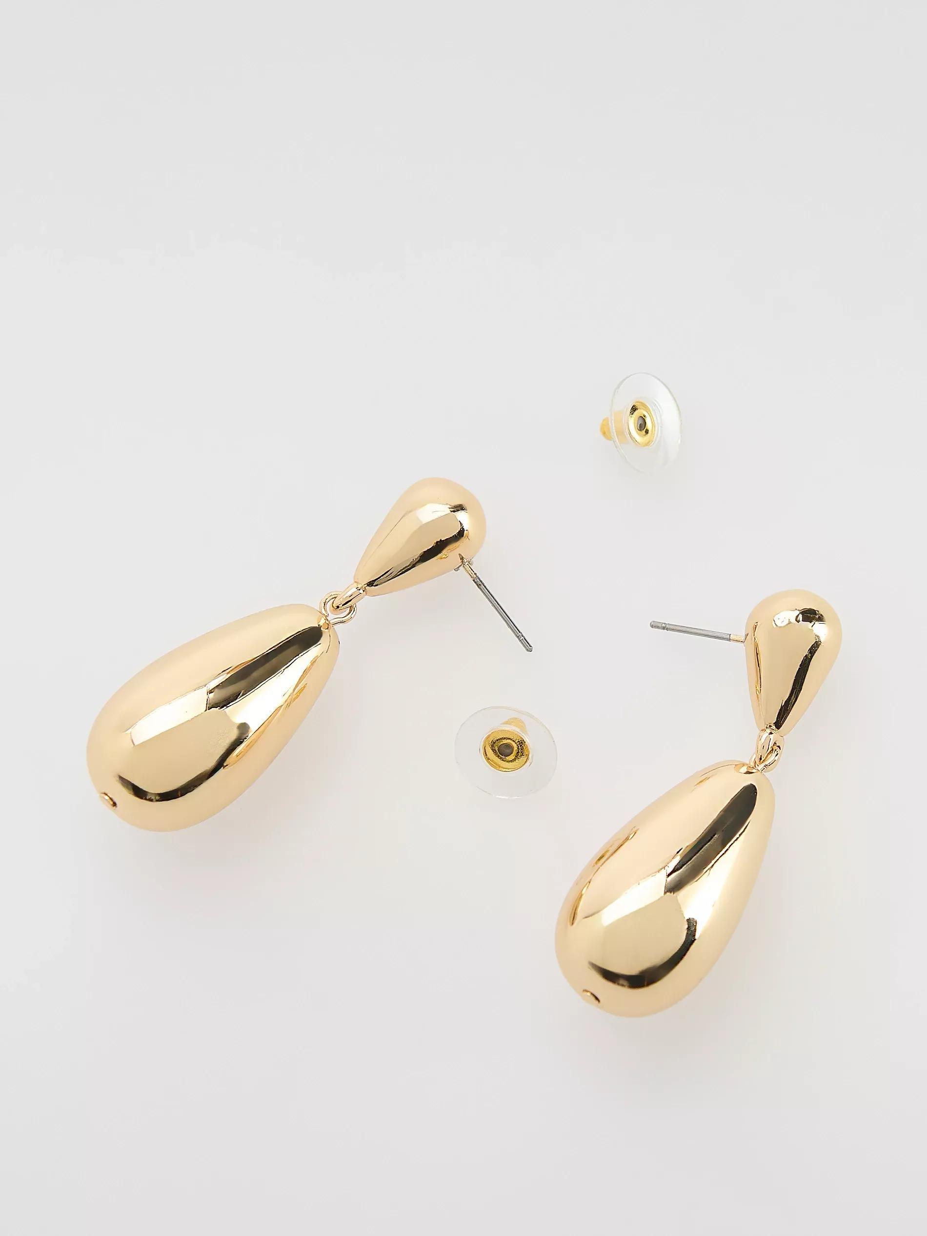 Gold Dangle Earrings, Golden, large image number 2