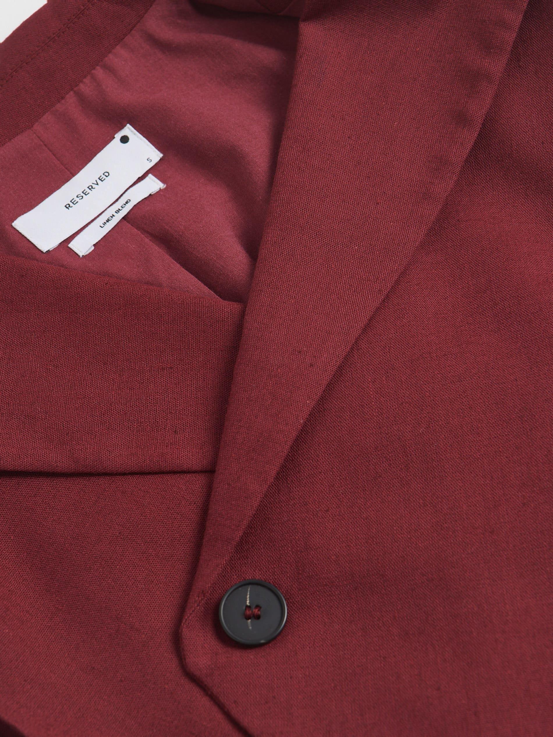 Burgundy Vest With Linen Blend, , large image number 1