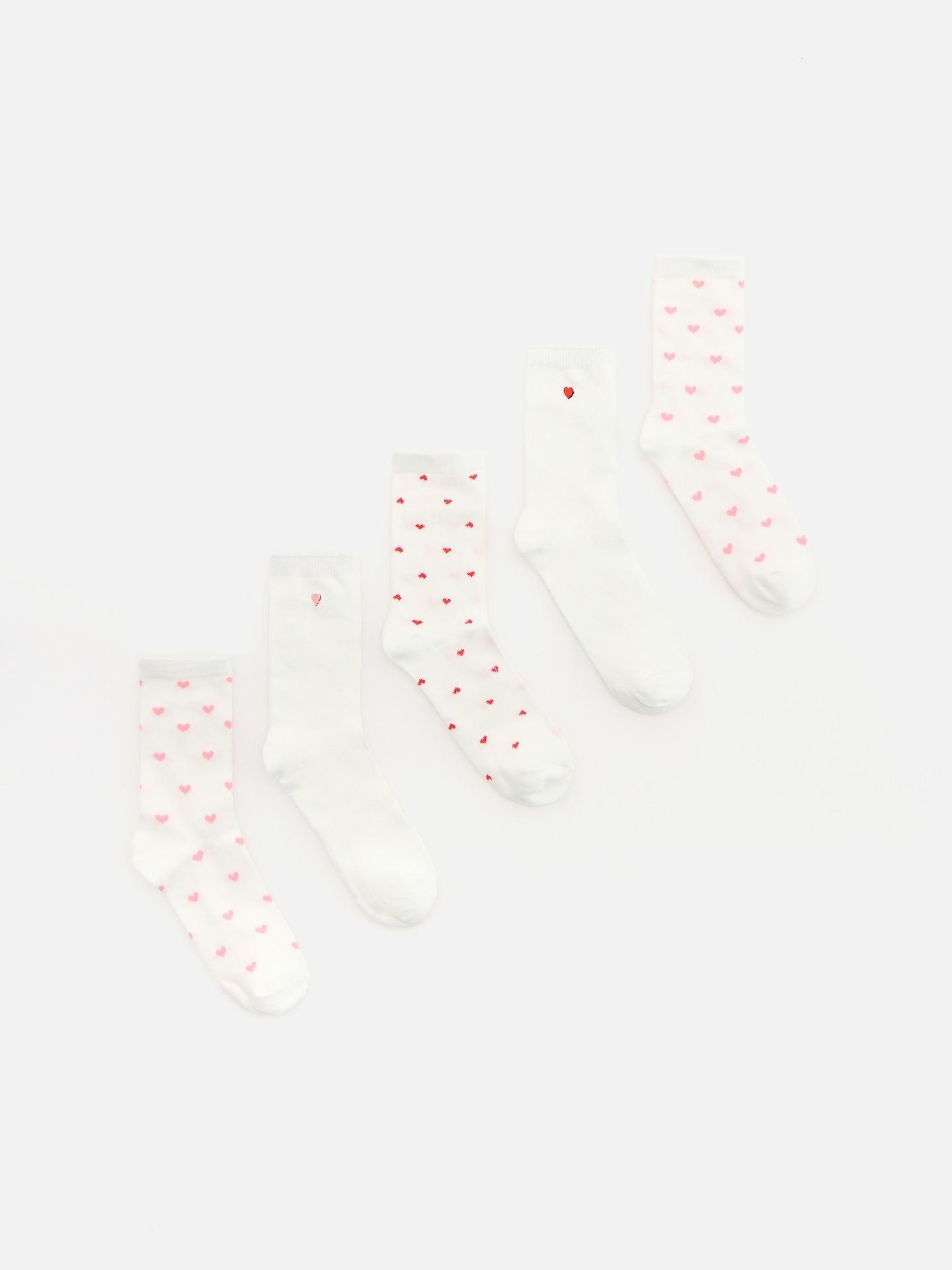 Cream Socks 5 Pack, Ivory, medium