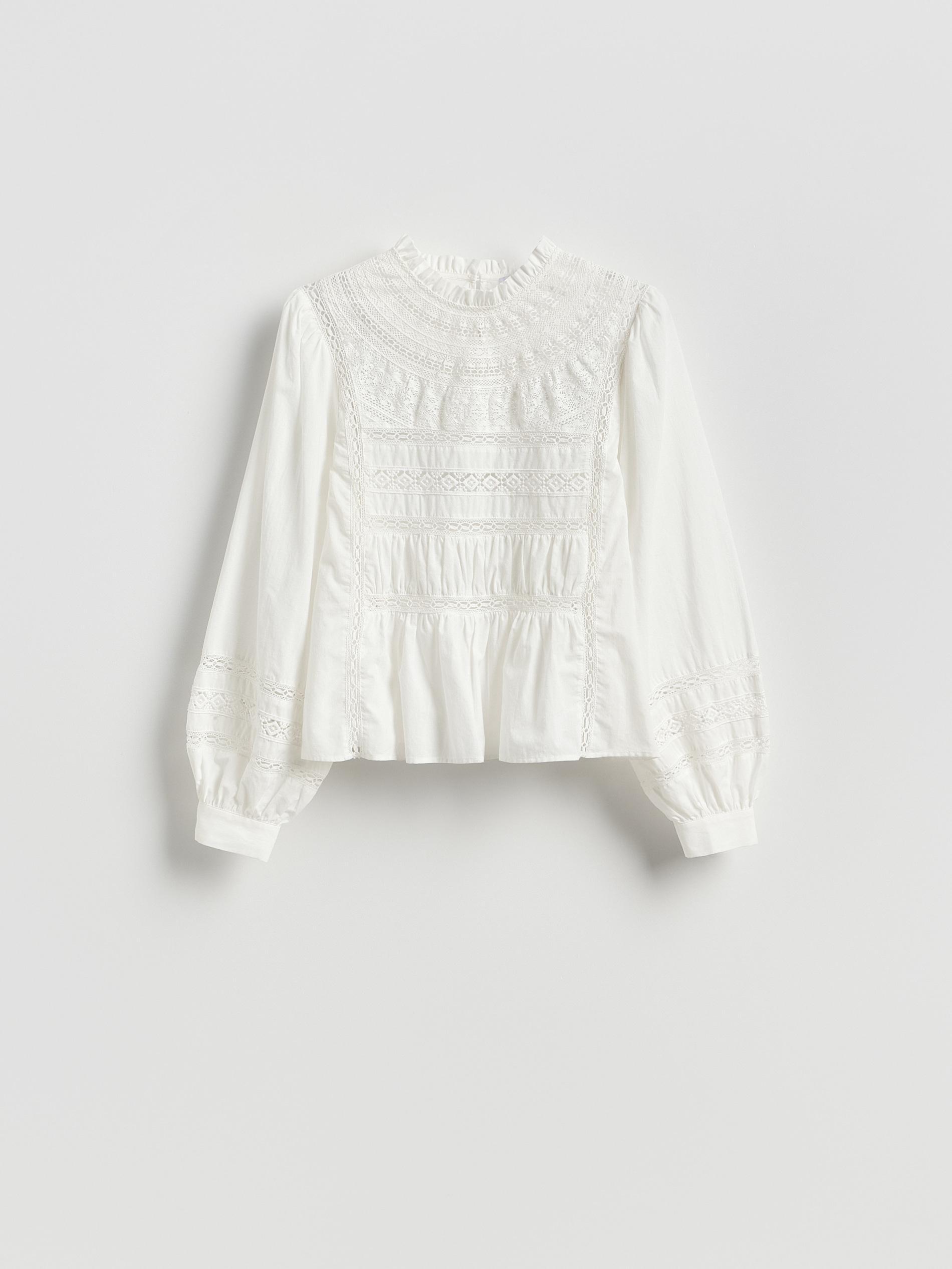 White Openwork Blouse, White, medium