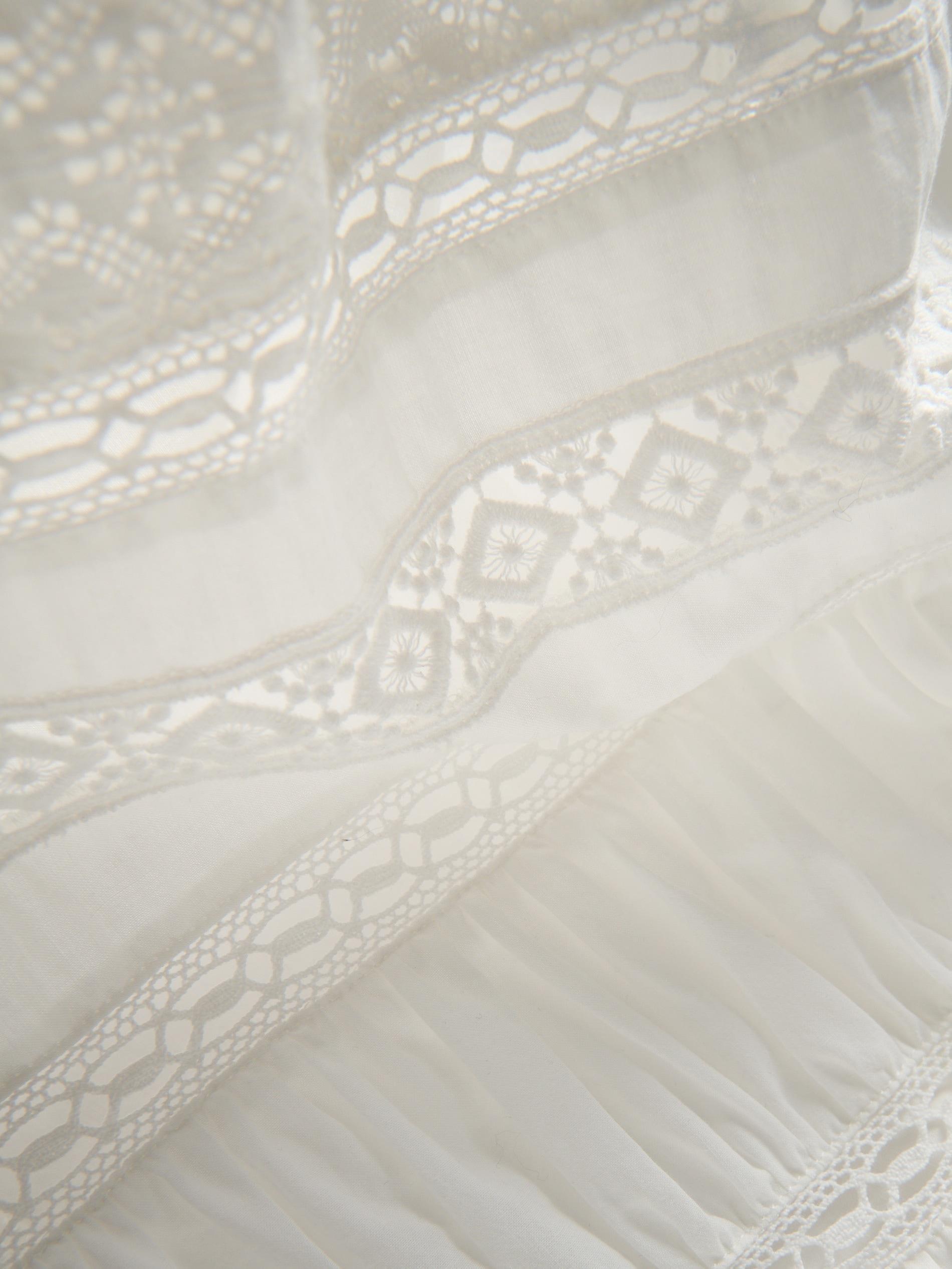 White Openwork Blouse, White, large image number 2