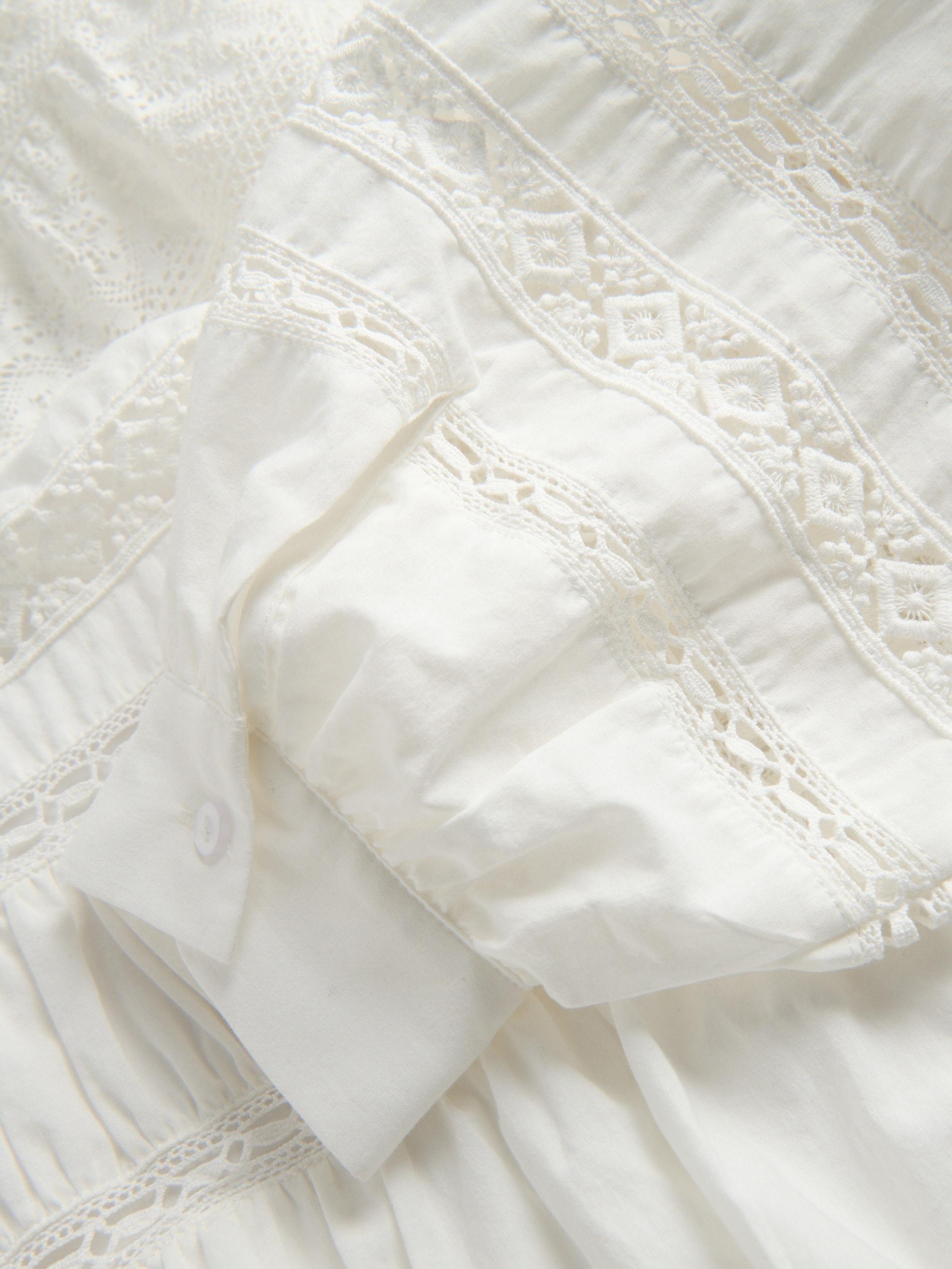 White Openwork Blouse, White, large image number 4