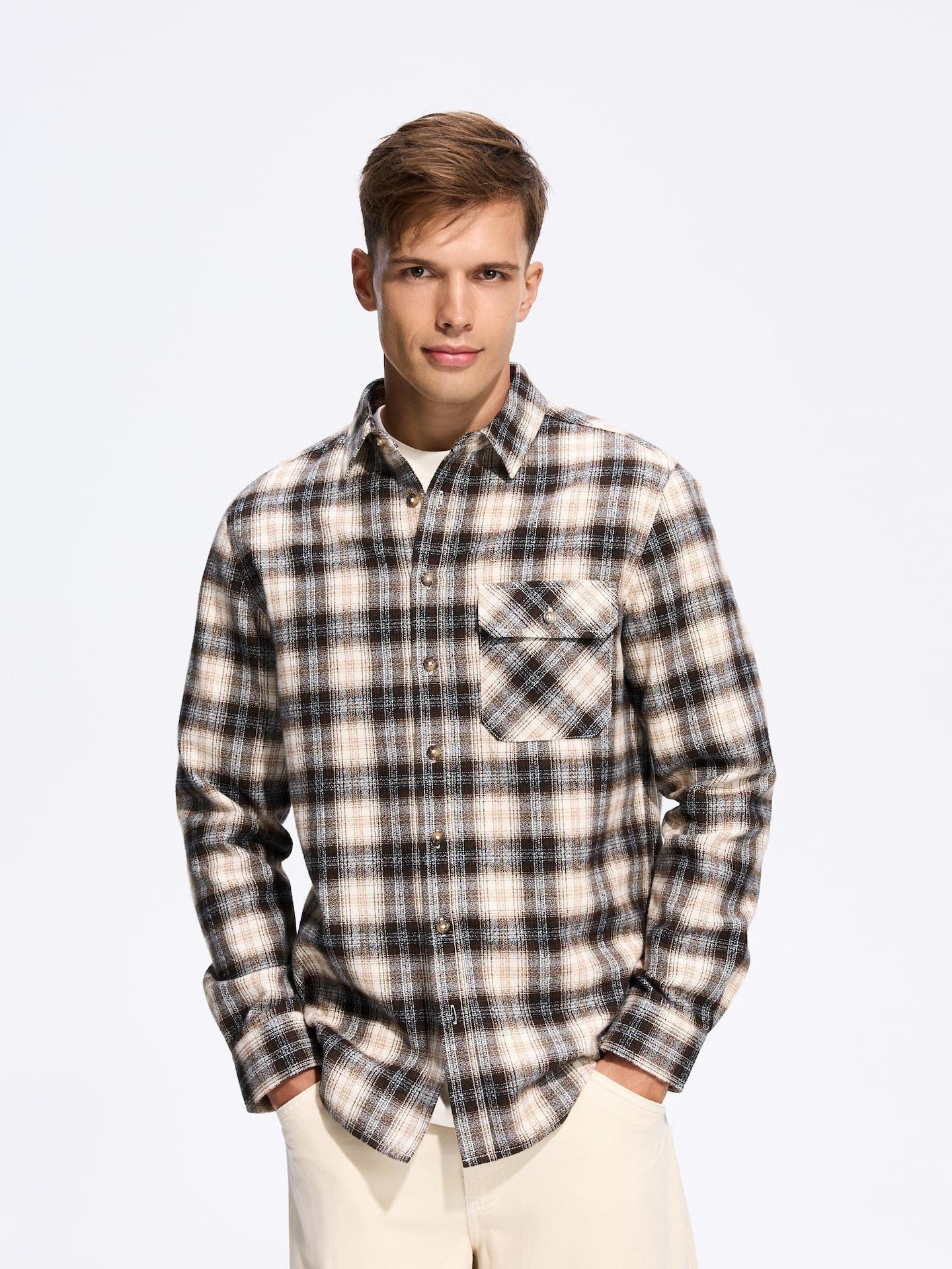 Beige Regular Fit Check Shirt, Beige, large image number 0