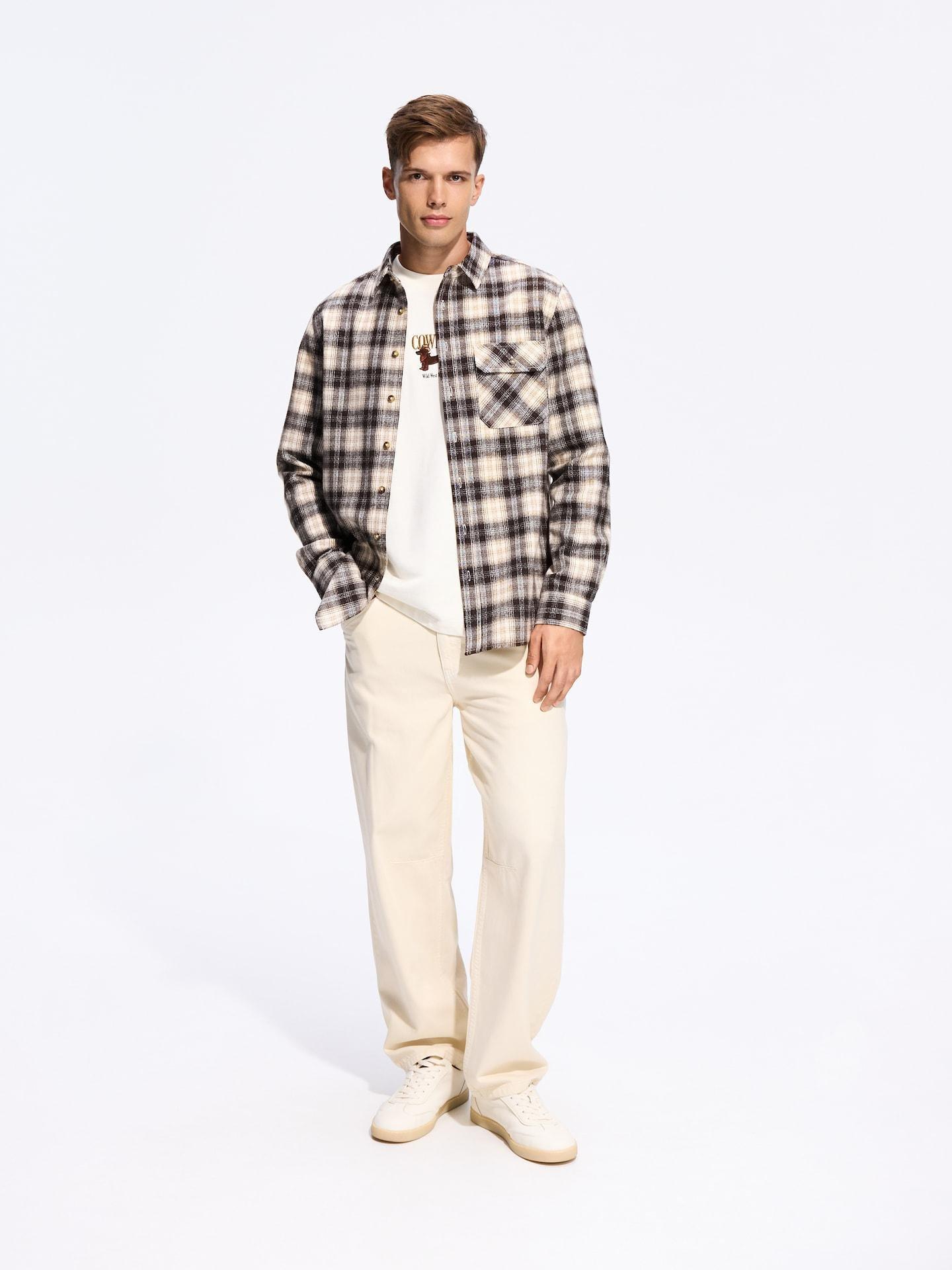 Beige Regular Fit Check Shirt, Beige, large image number 1