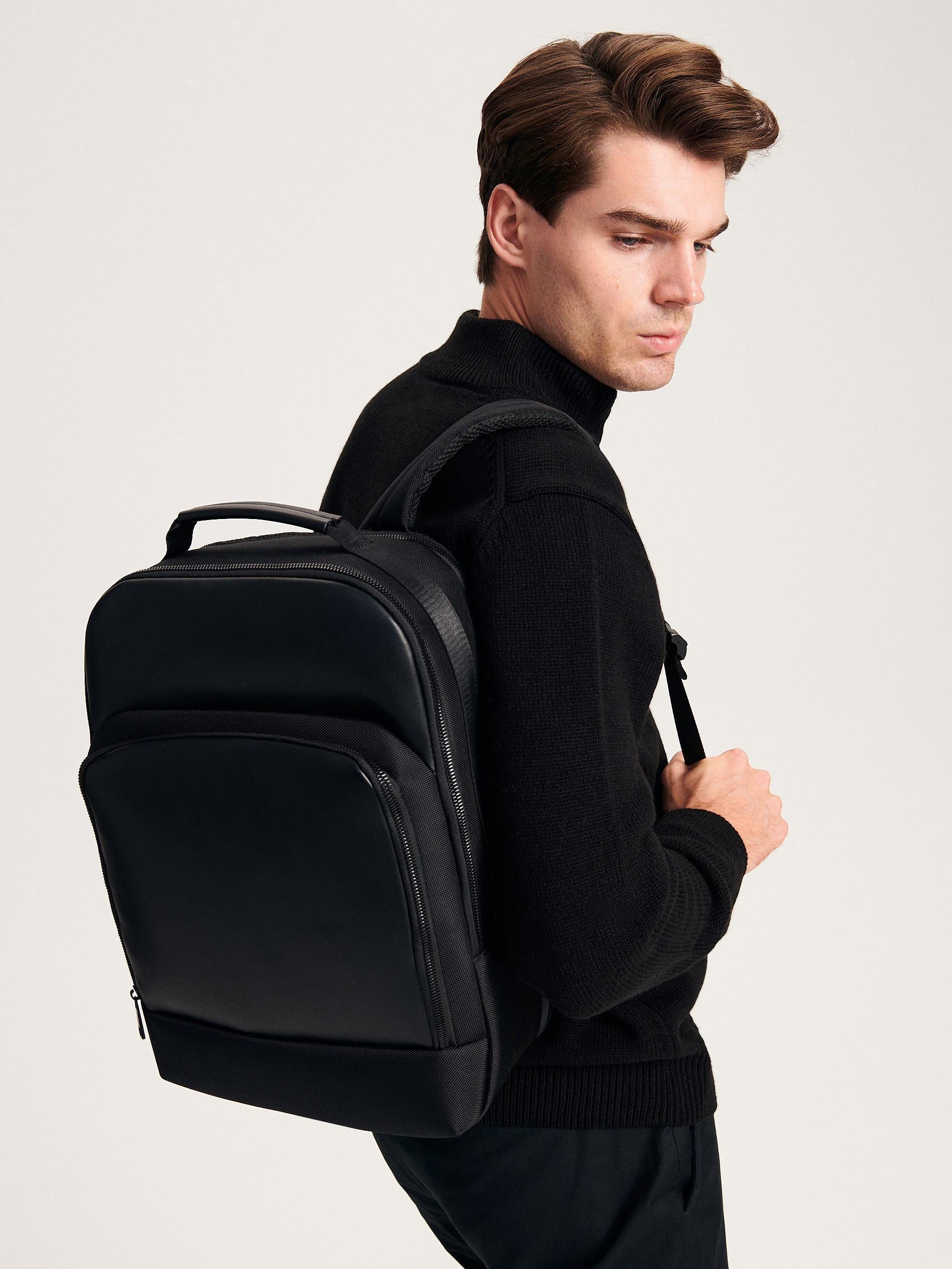 Black Plain Backpack With Handle, , large image number 0