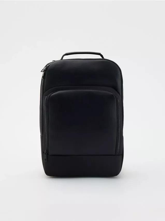 Black Plain Backpack With Handle, , large image number 1