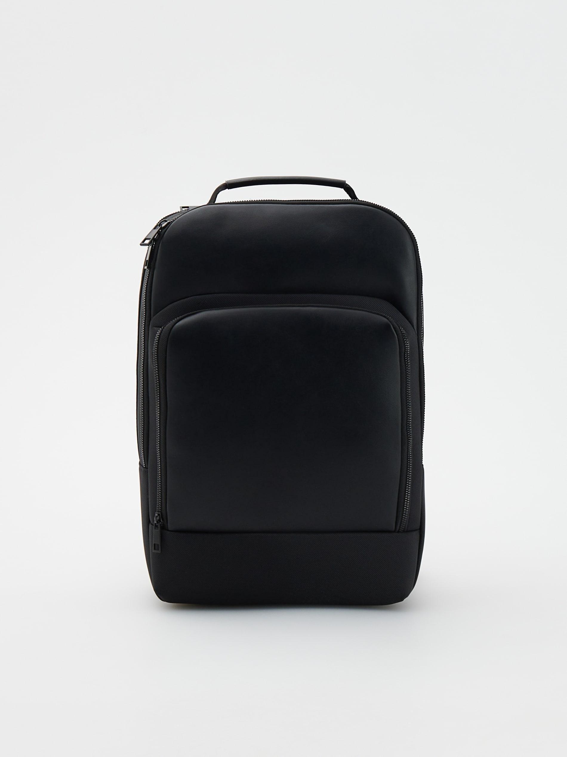 Black Plain Backpack With Handle, , large image number 2