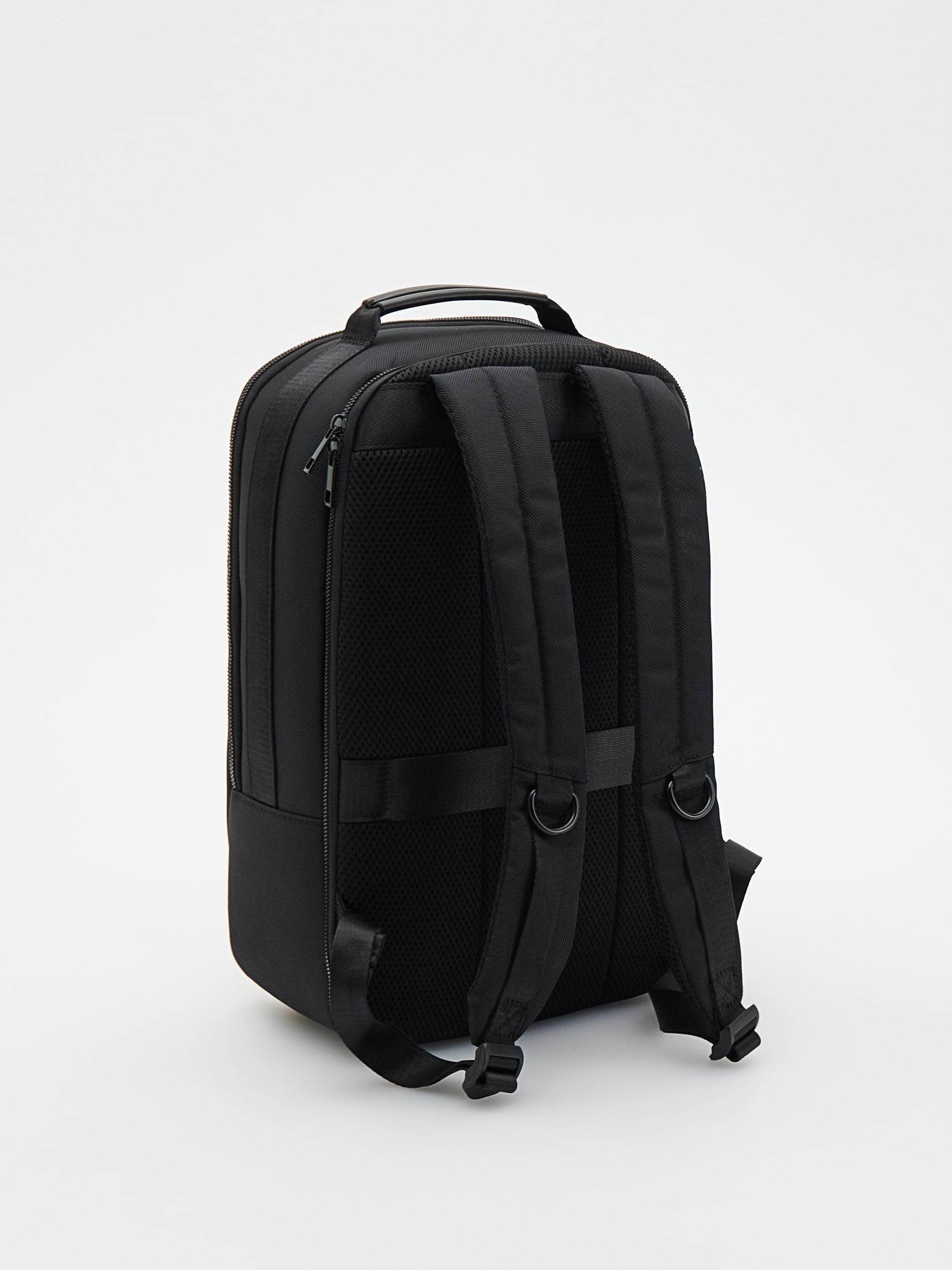 Black Plain Backpack With Handle, , large image number 3