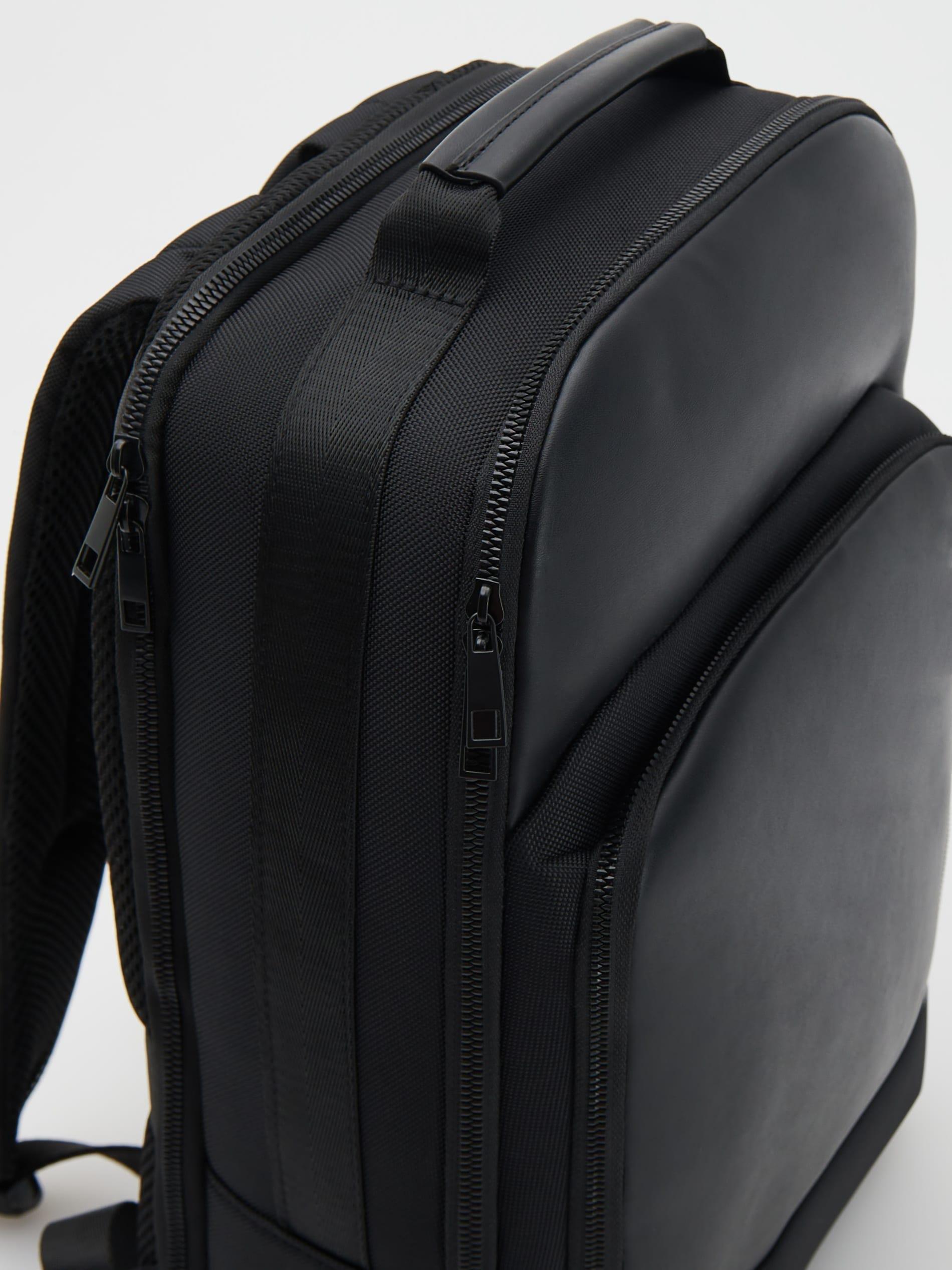 Black Plain Backpack With Handle, , large image number 4