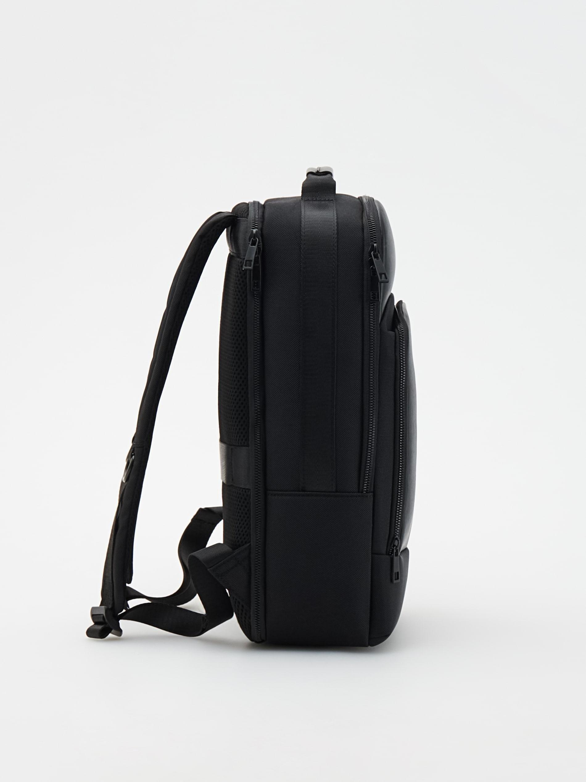Black Plain Backpack With Handle, , large image number 5