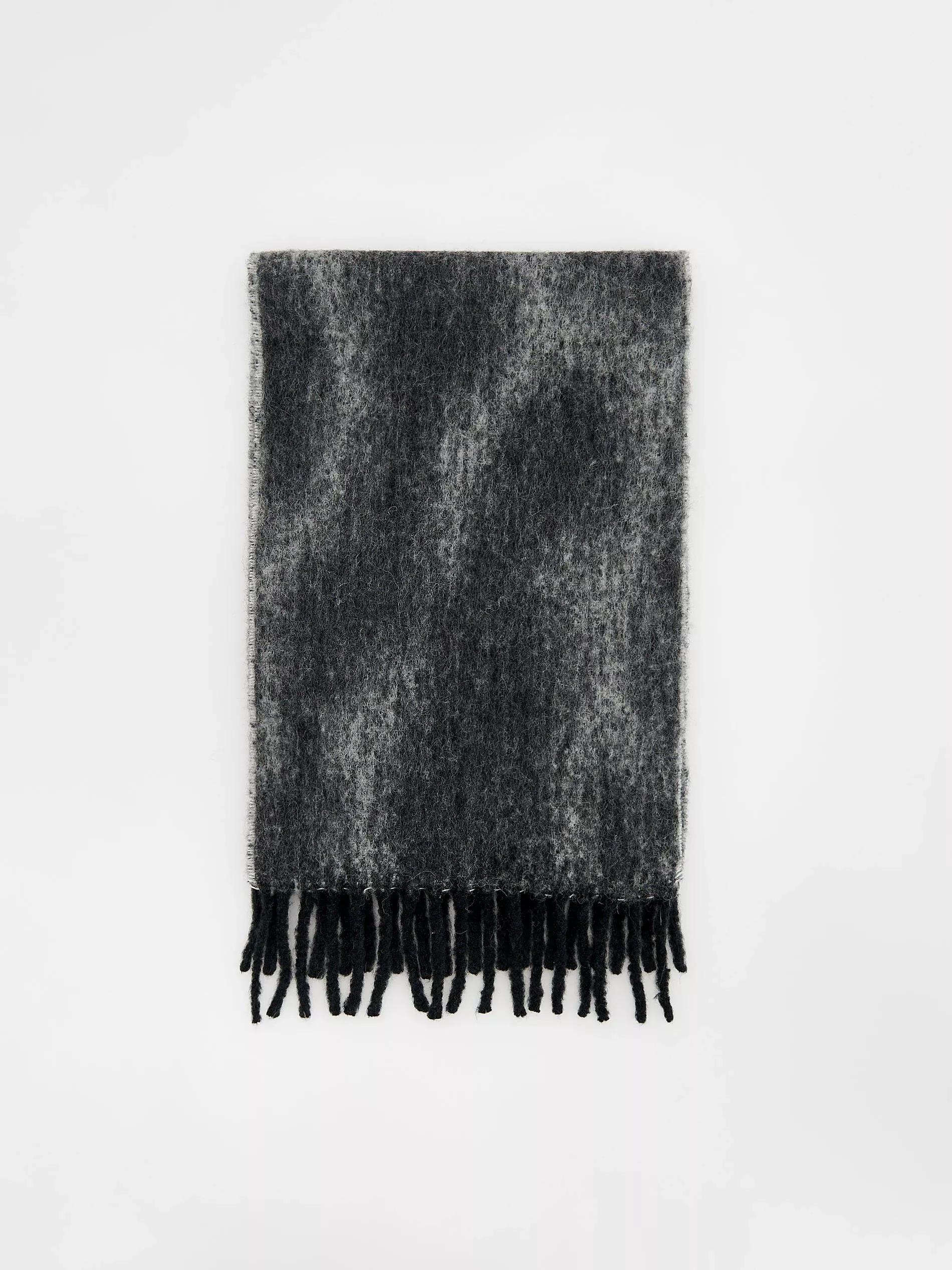 Black Scarf With Wool, Black, large image number 4