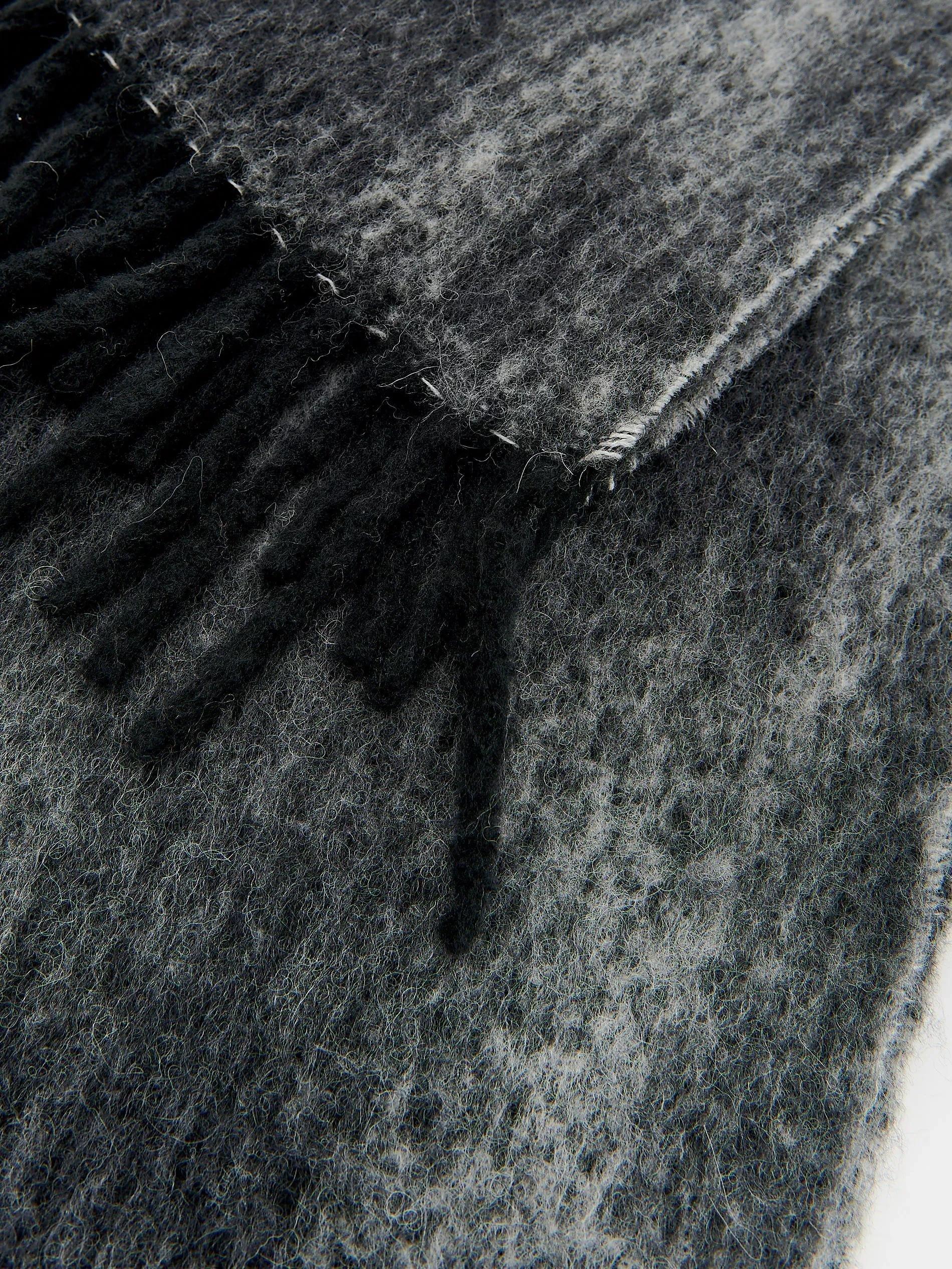 Black Scarf With Added Wool, Black, large image number 5