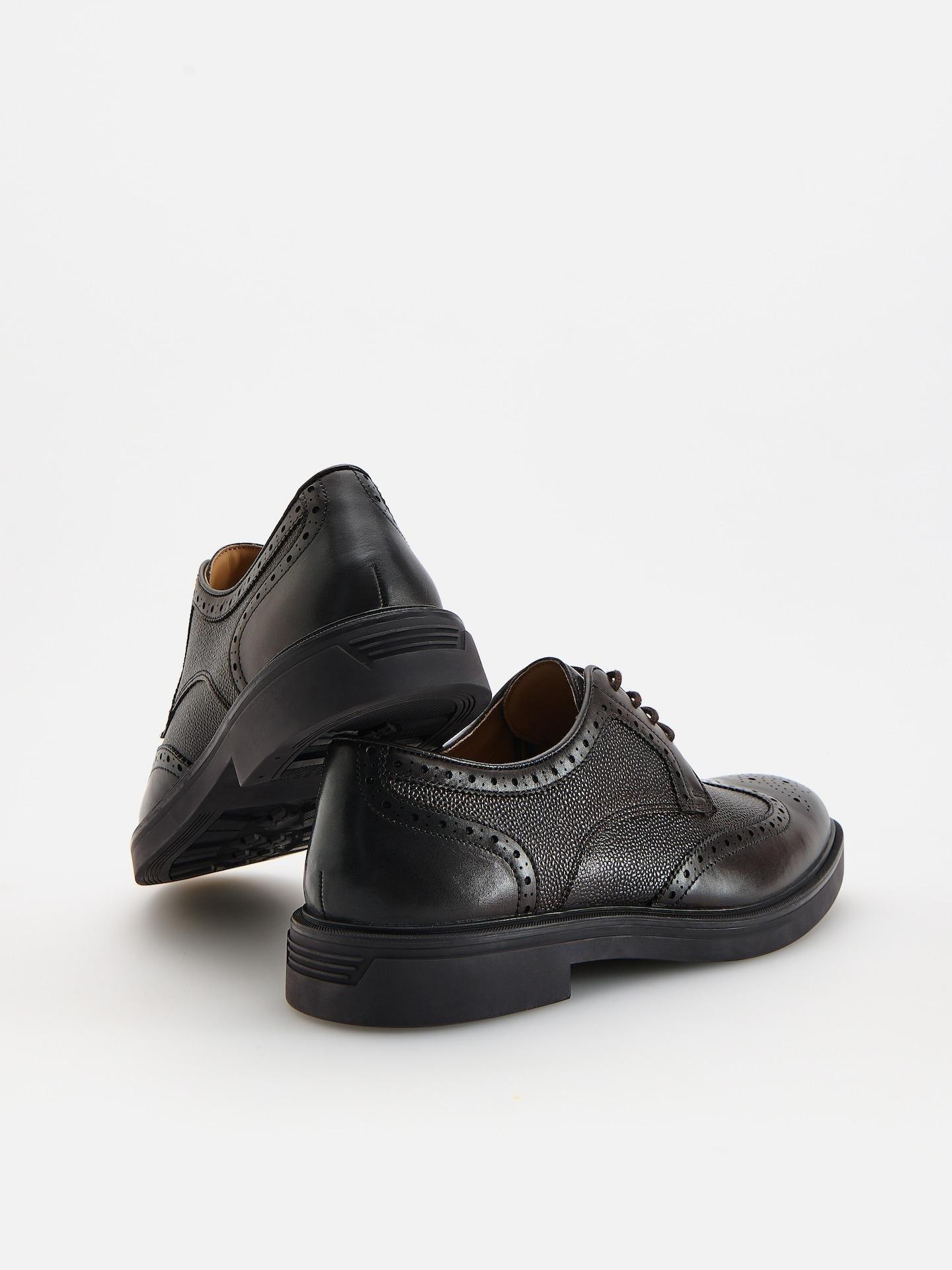 Brown Leather Derby Shoes, Brown, medium