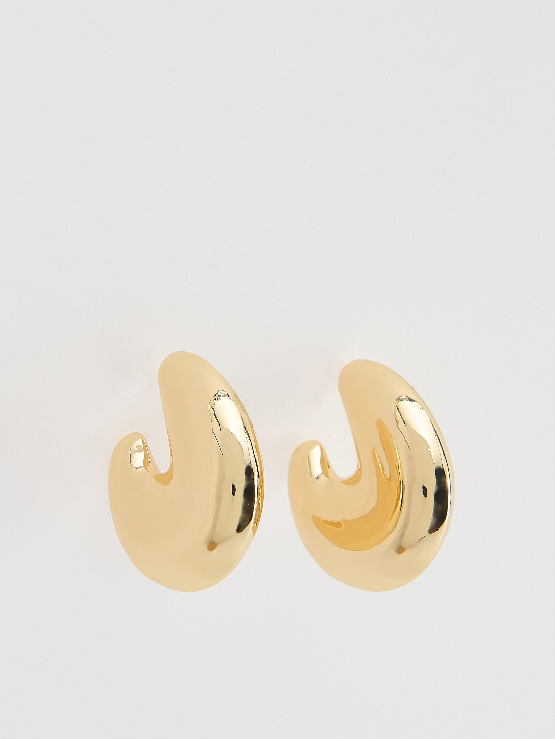 Gold Oval Earrings, Golden, medium
