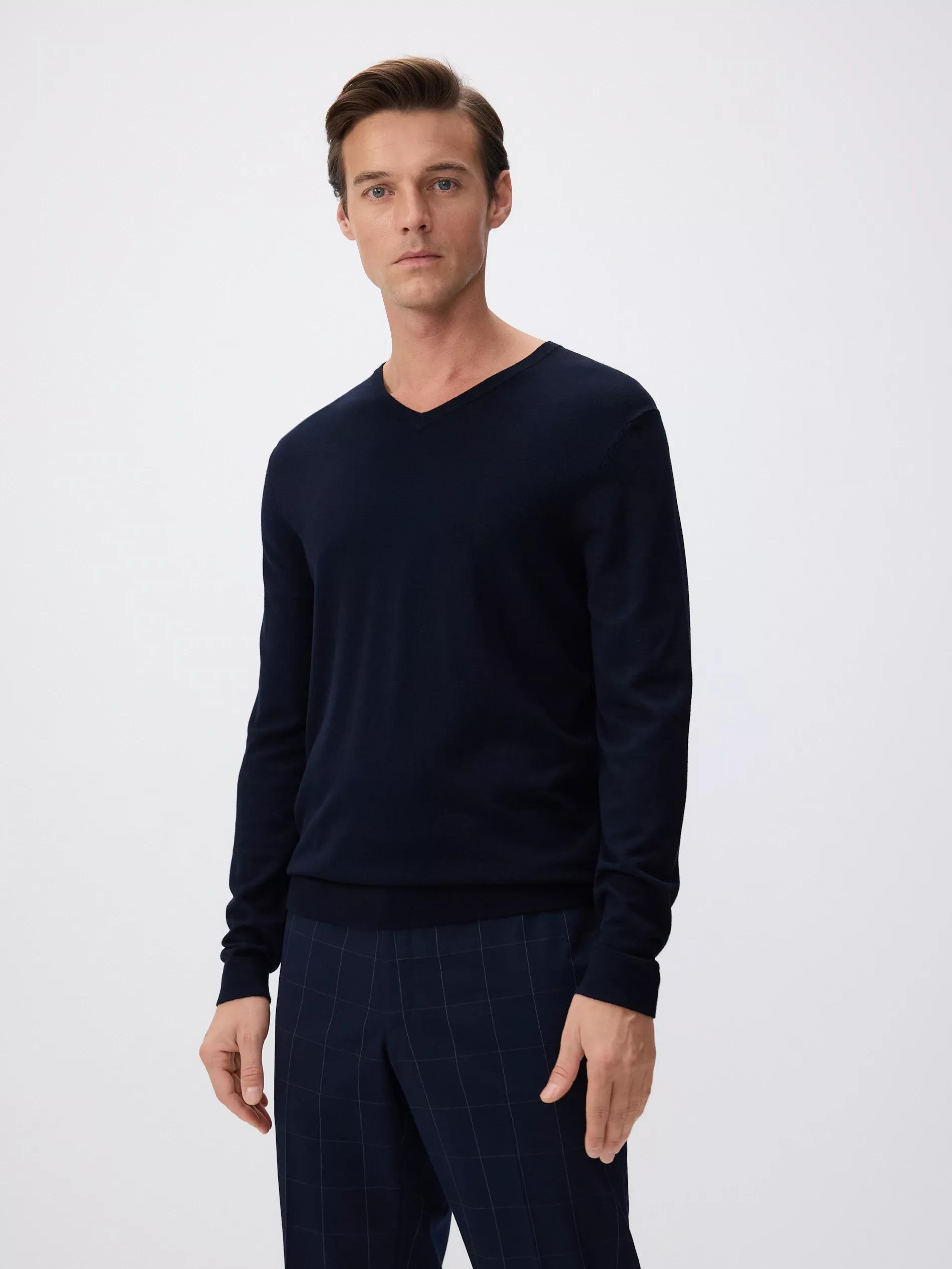 Blue Sweater With High Viscose Content, , large image number 1