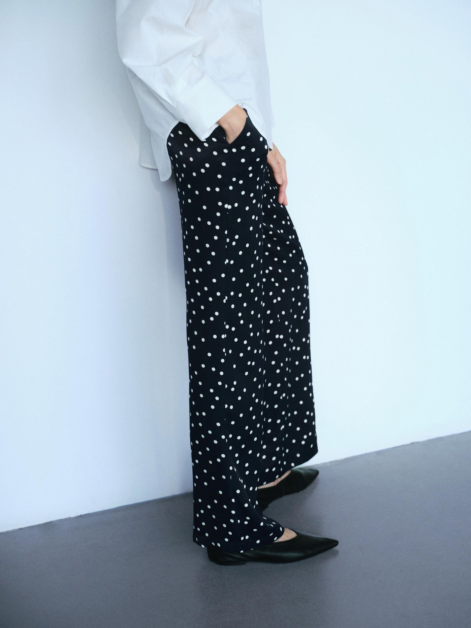 Navy Wide Leg Viscose Trousers, , large image number 2