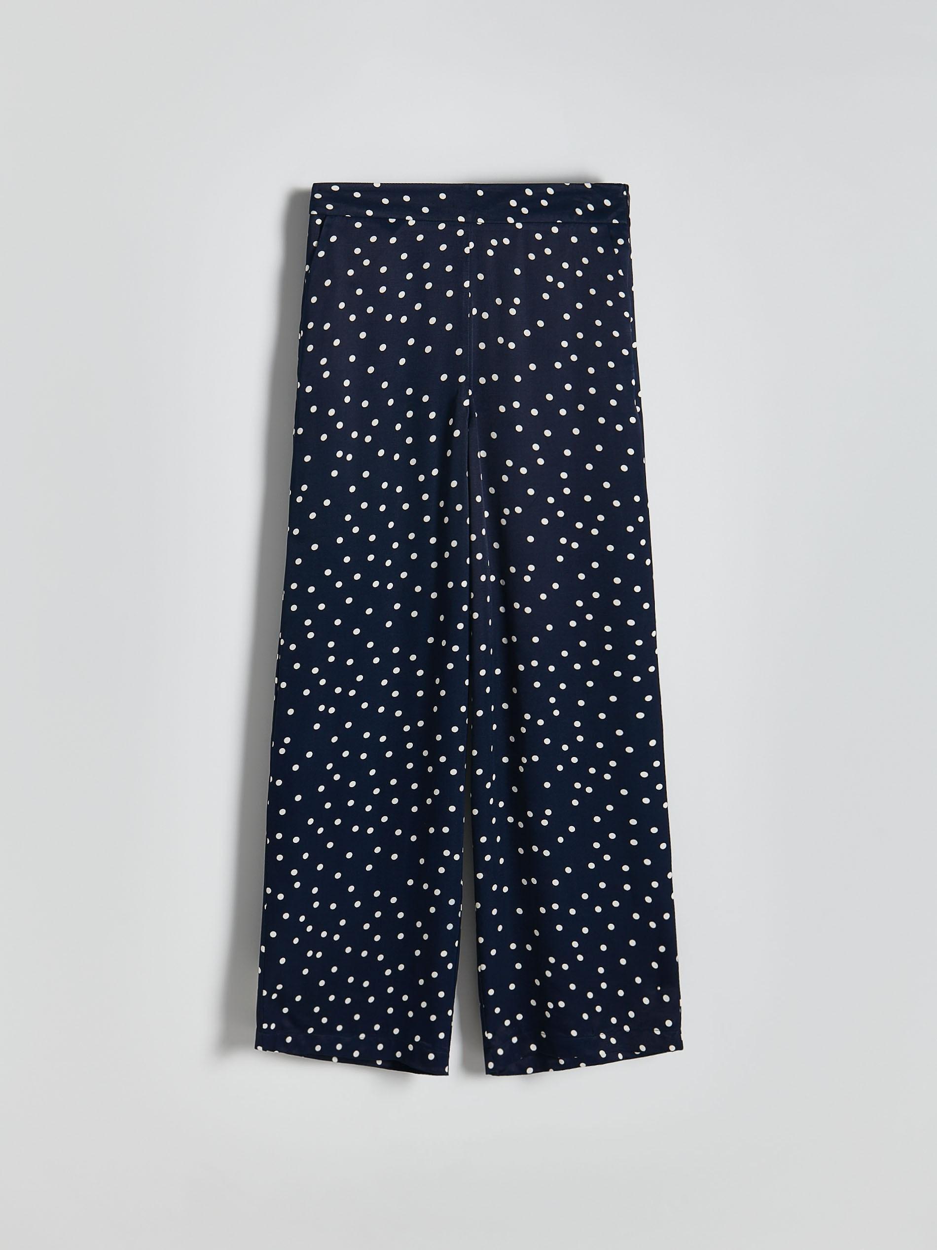 Navy Wide Leg Viscose Trousers, , large image number 3