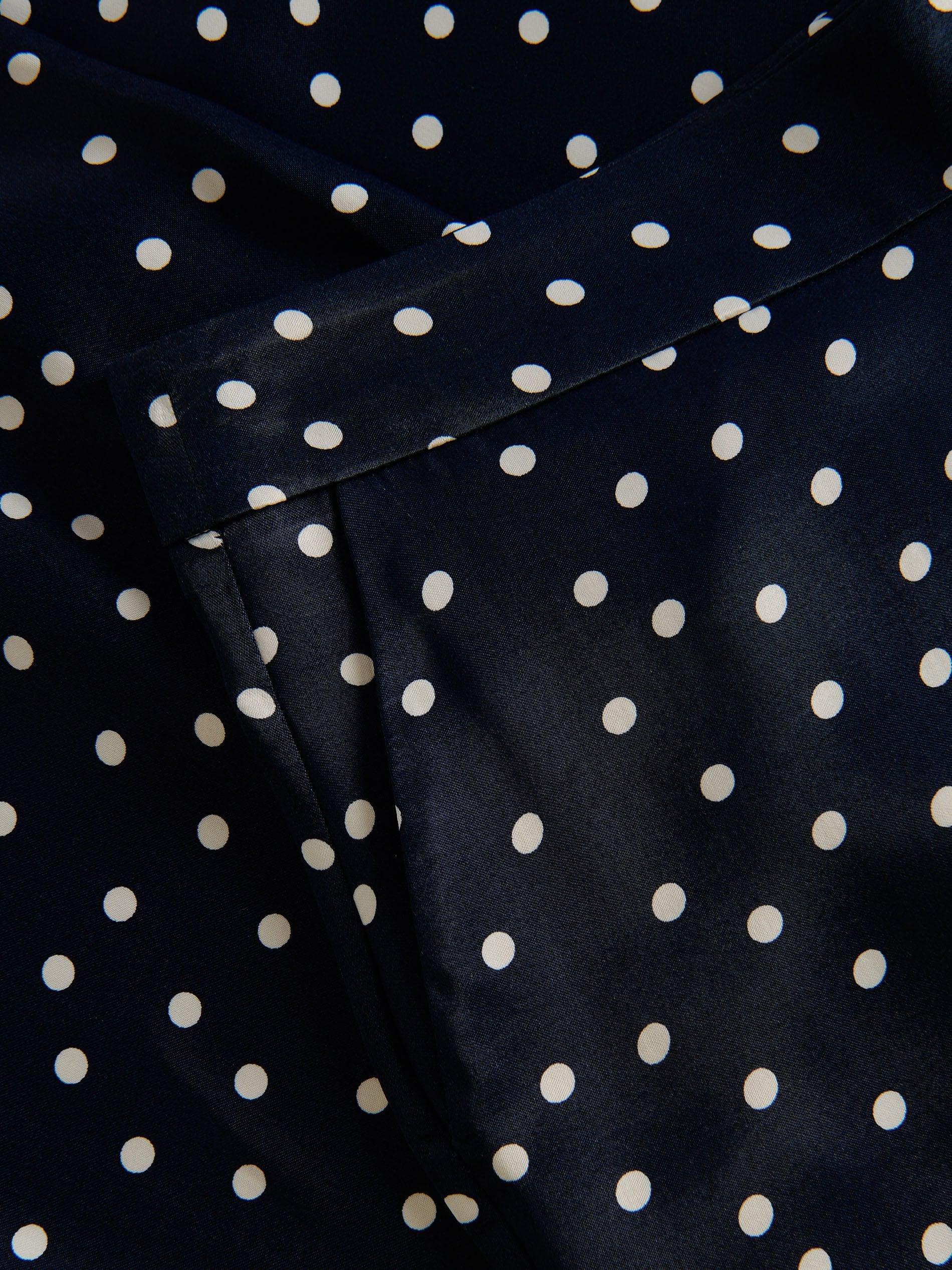Navy Wide Leg Viscose Trousers, , large image number 4