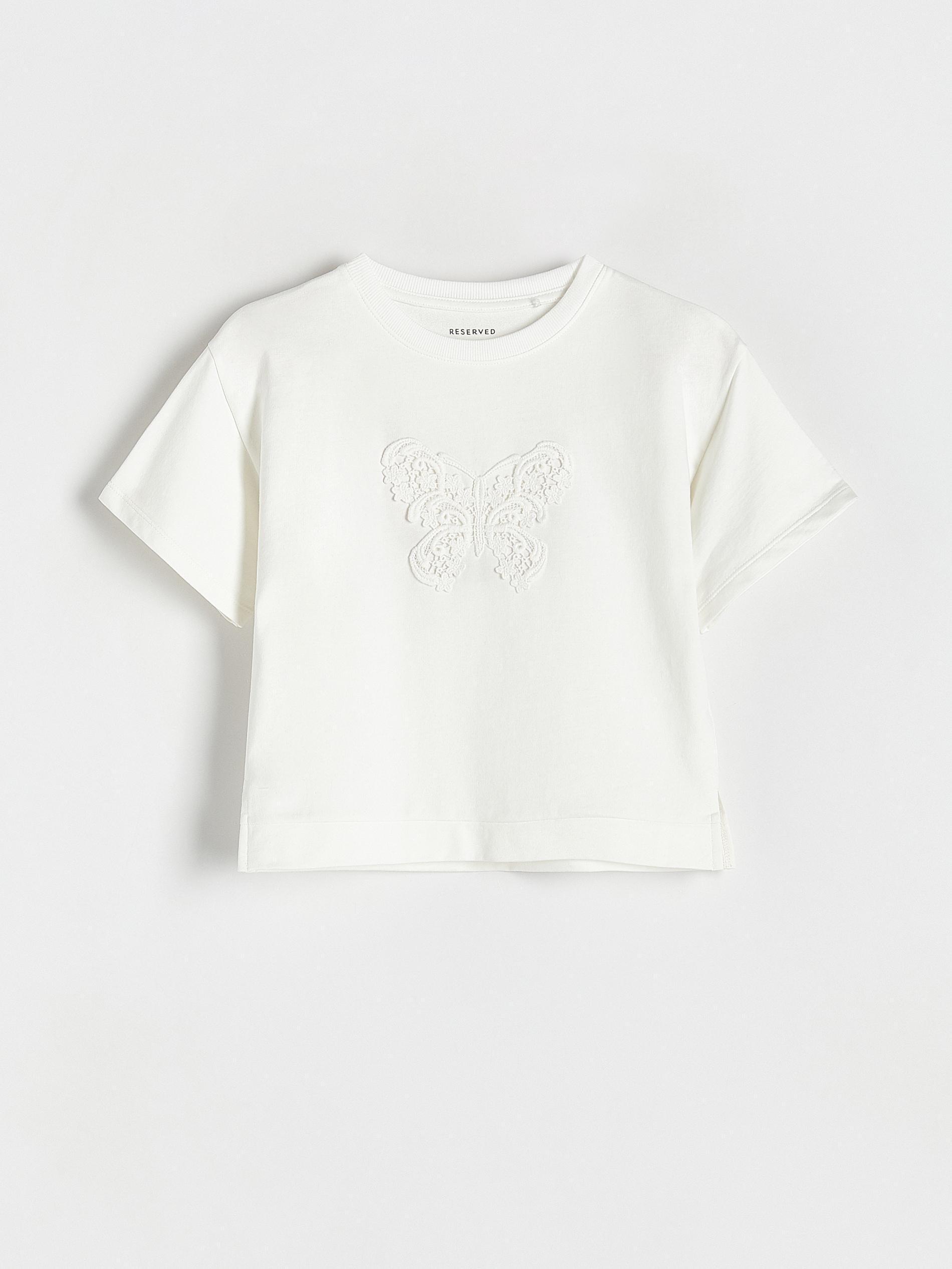 Cream T-Shirt With Patch, , large image number 1