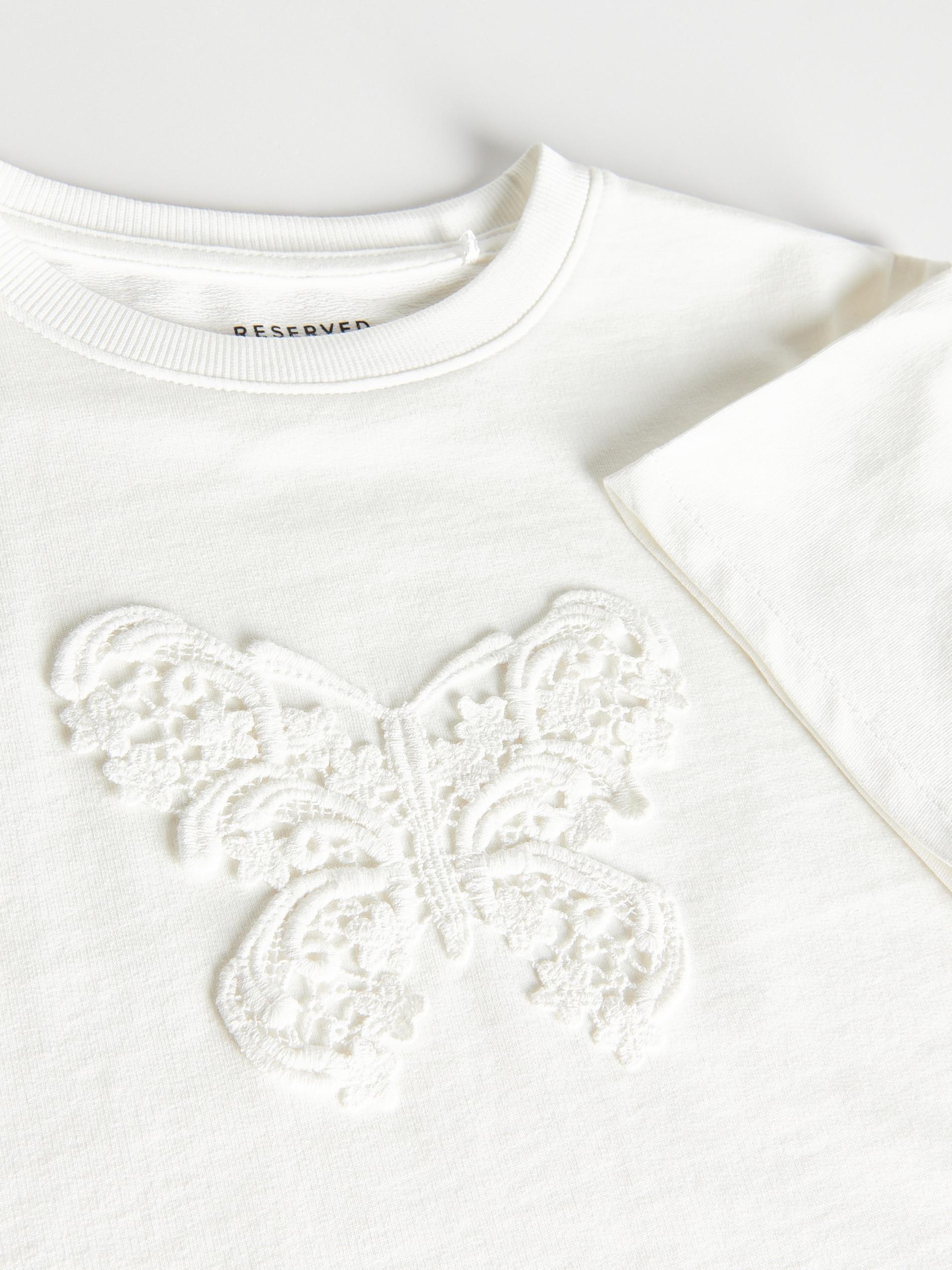 Cream T-Shirt With Patch, , large image number 3