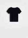 Reserved - Black Decorative Cut-Out T-Shirt, Kids Girls