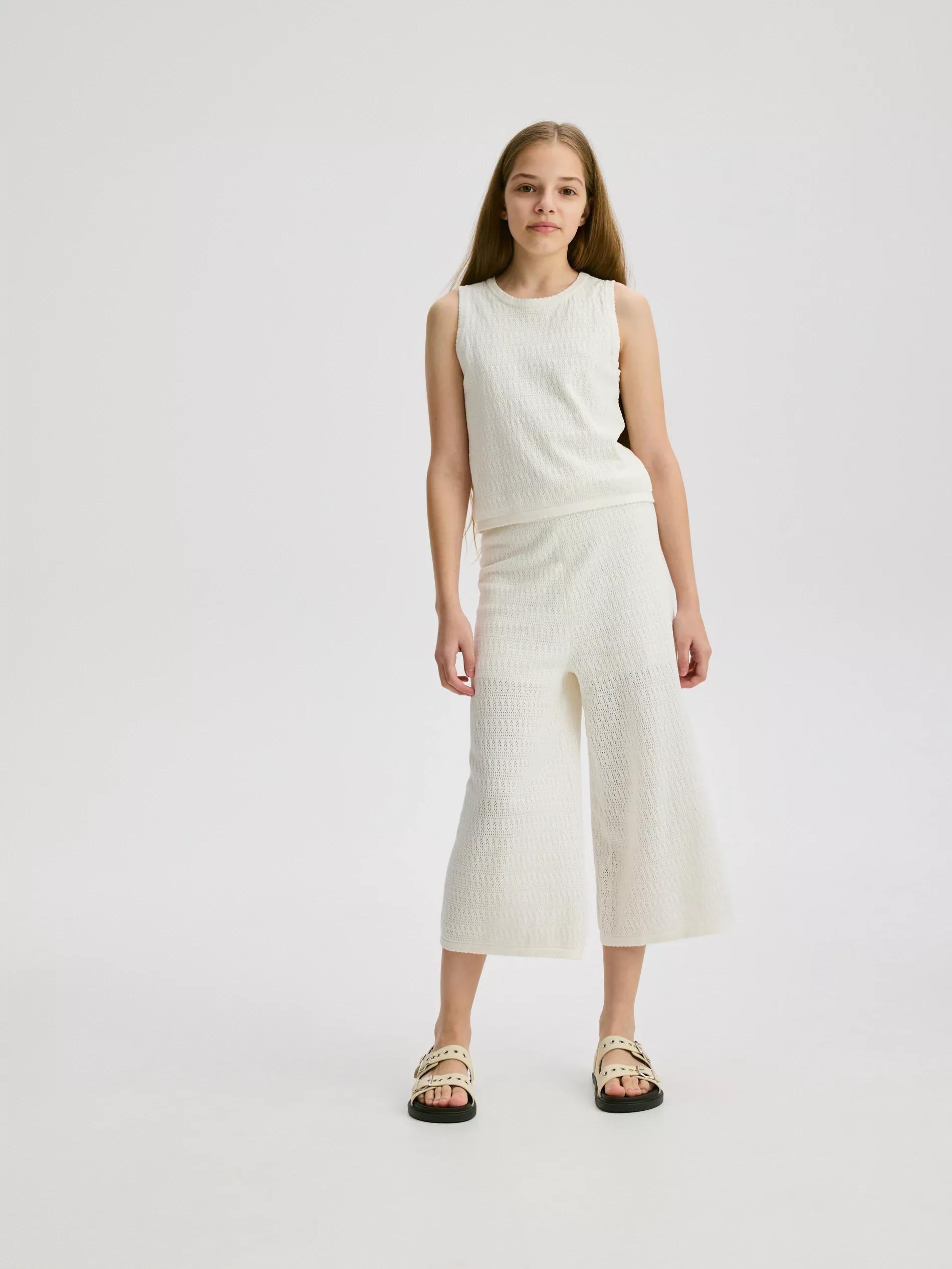 Cream Knitted Fabric Vest, , large image number 4