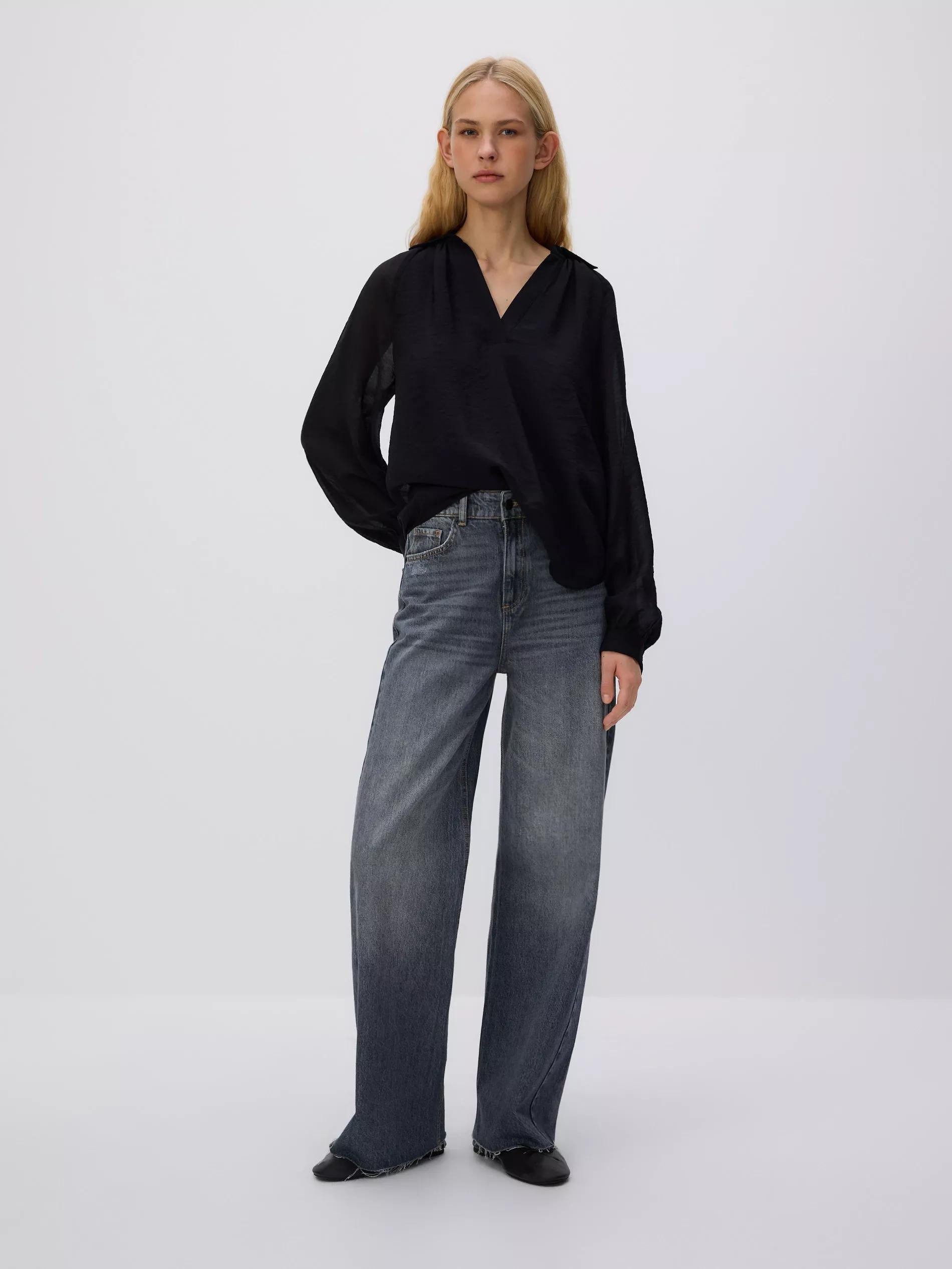 Black Viscose Blend Blouse, , large image number 0